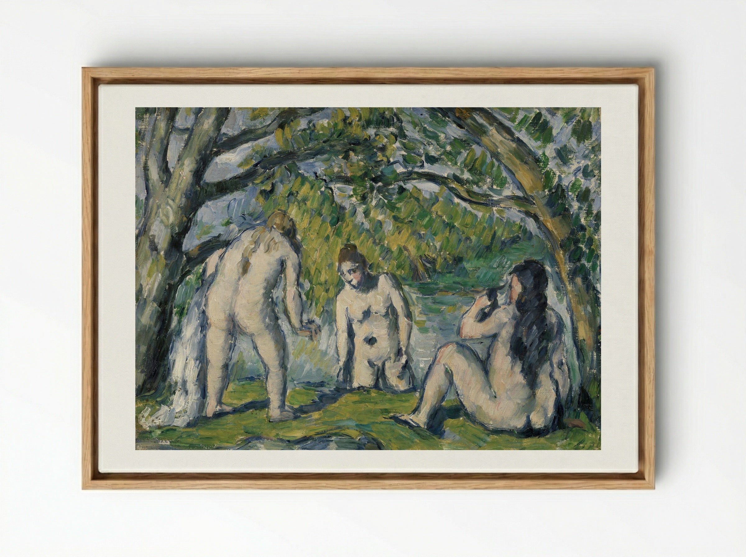 Three Bathers (Trois baigneuses) - Paul Cézanne - Framed Canvas Wood