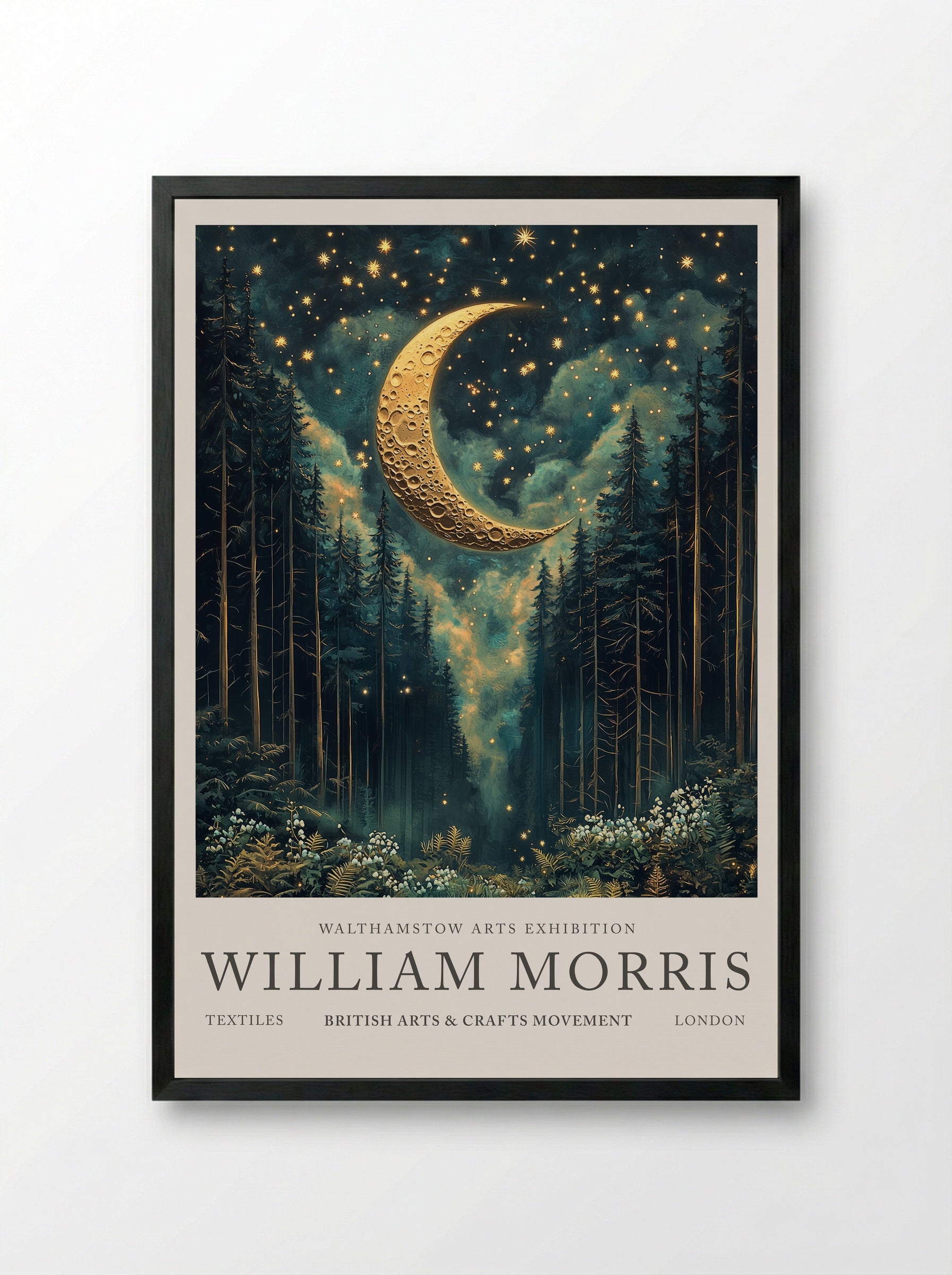 Crescent Canopy - William Morris - Framed Print Black