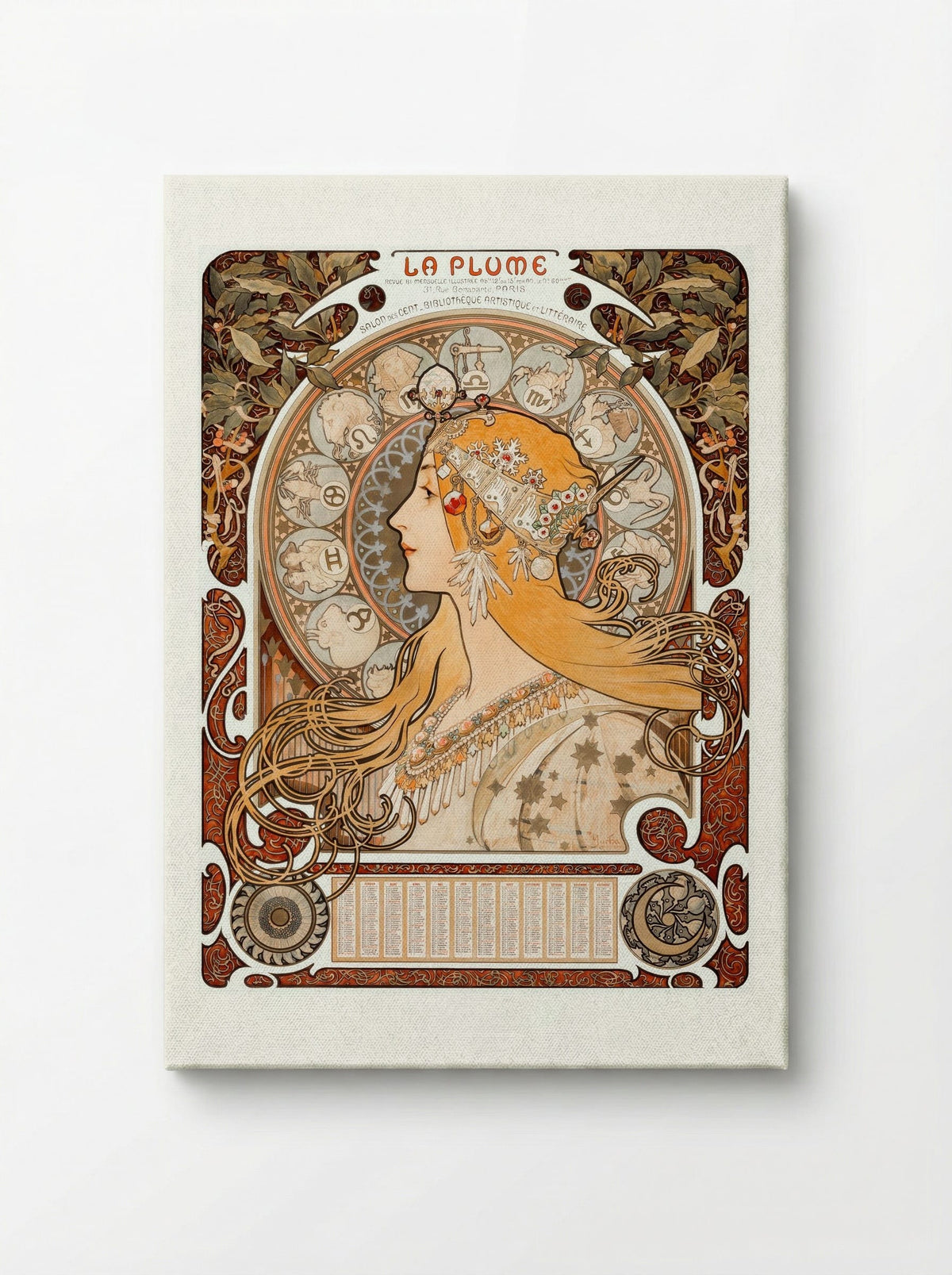 Zodiaque (La Plume) - Alphonse Mucha - Canvas