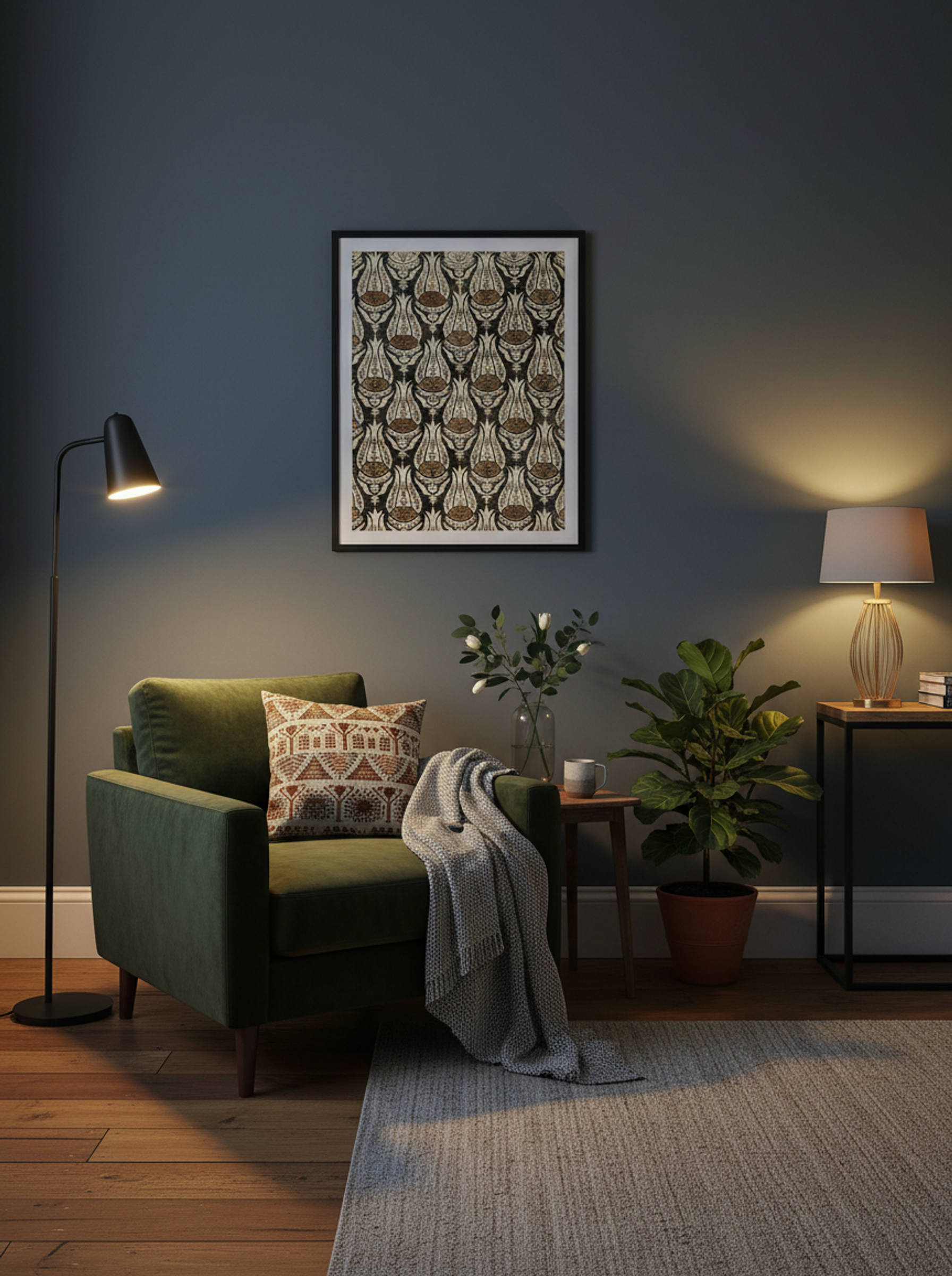 Furnishing Fabric with Tulip and Foliage Design - William Morris - Lifestyle