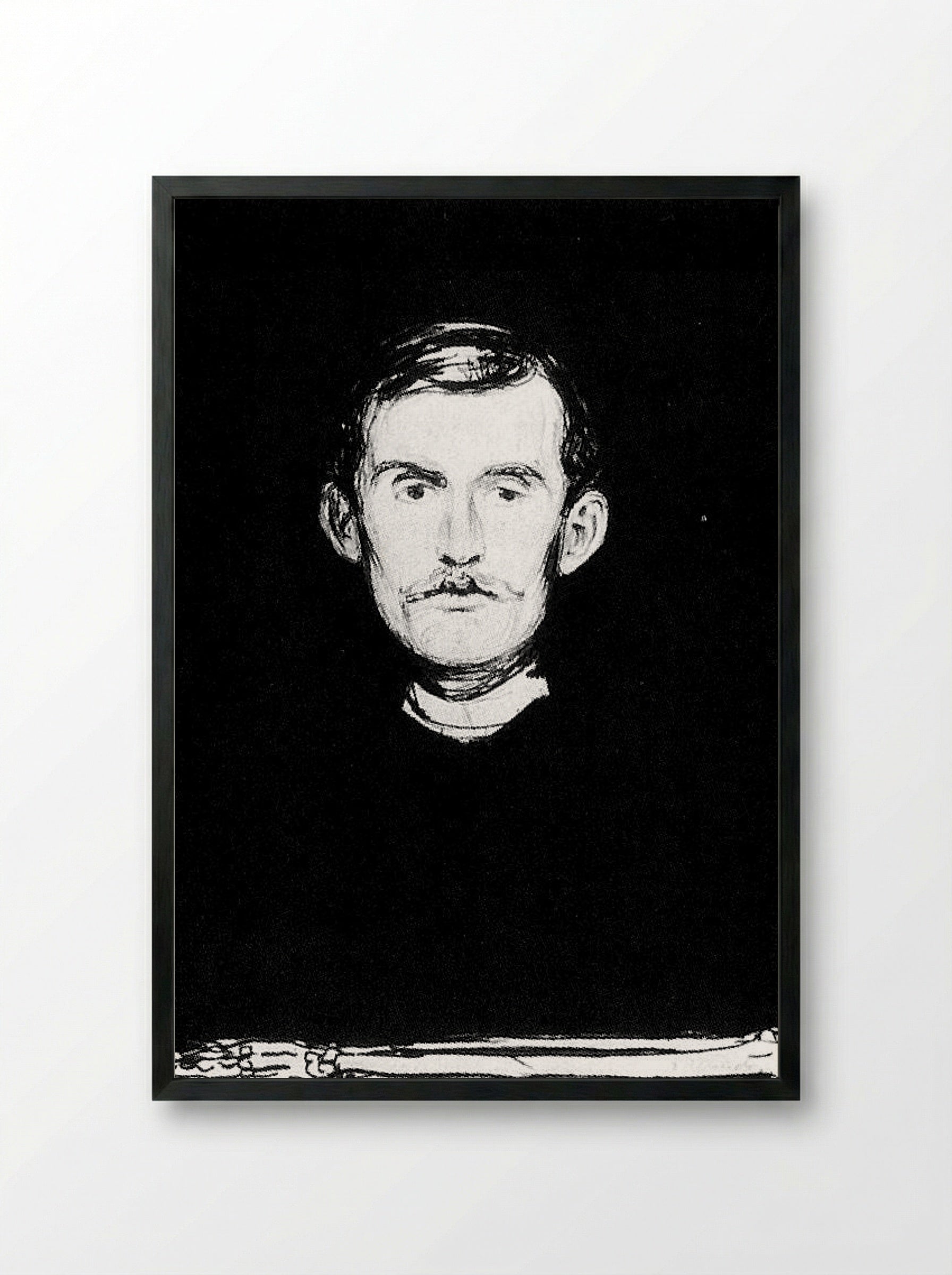 Self-Portrait I - Edvard Munch - Framed Print Black