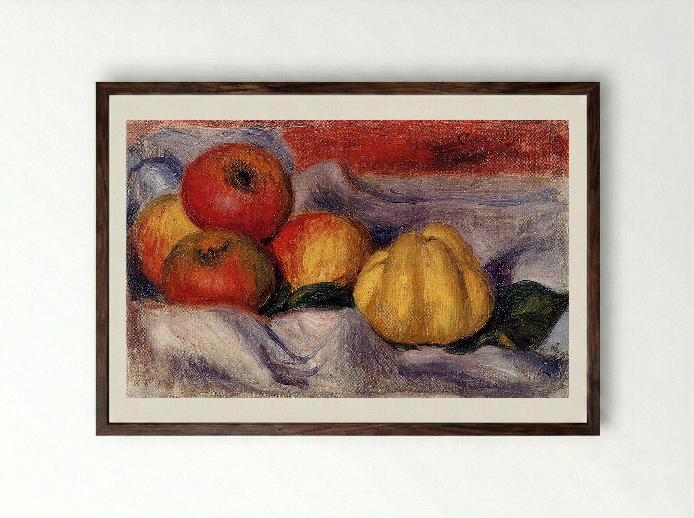 Still Life with Apples - Pierre-Auguste Renoir - Framed Print Dark Wood