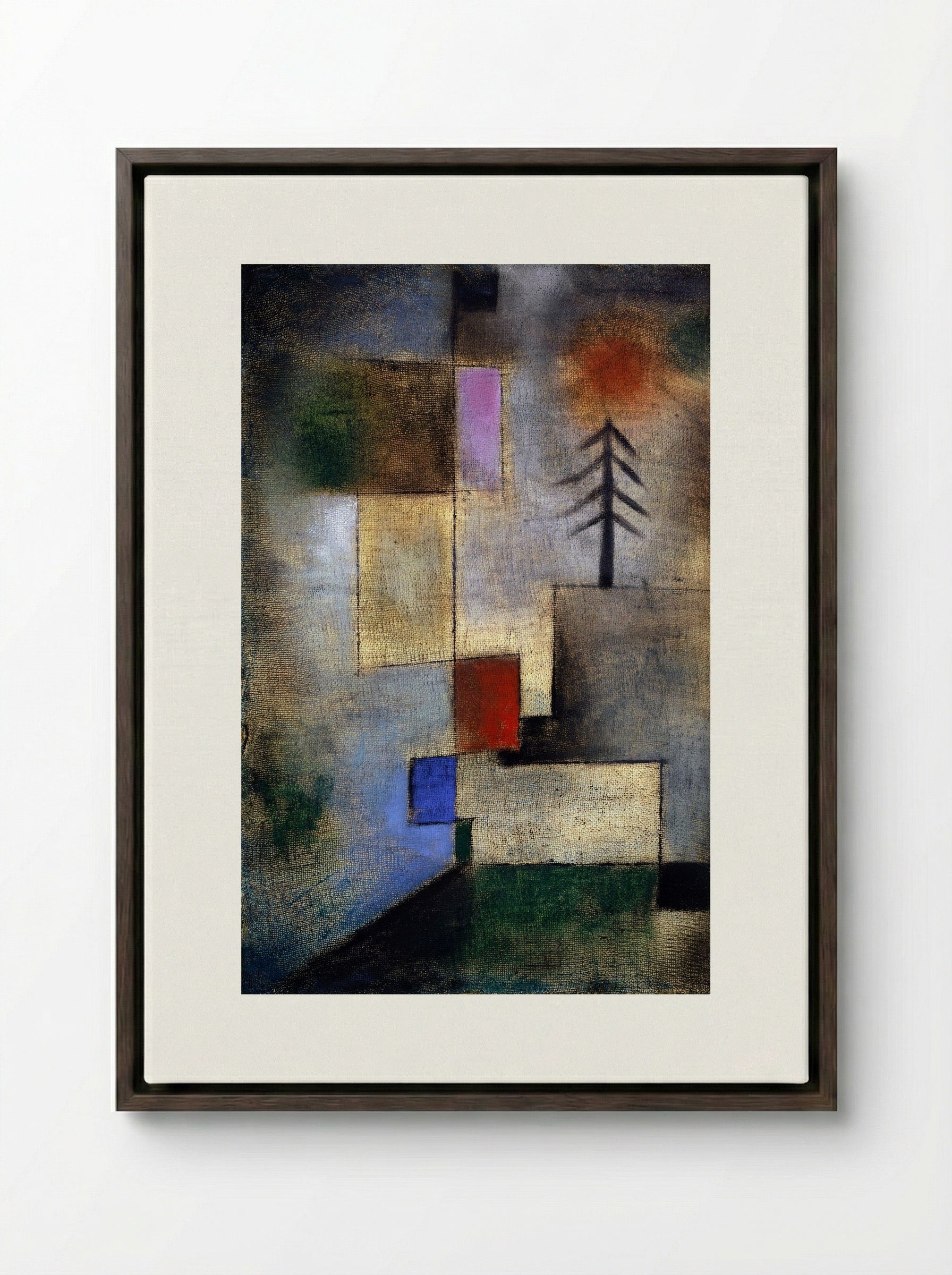 Small Fir Picture - Paul Klee - Framed Canvas Dark Wood