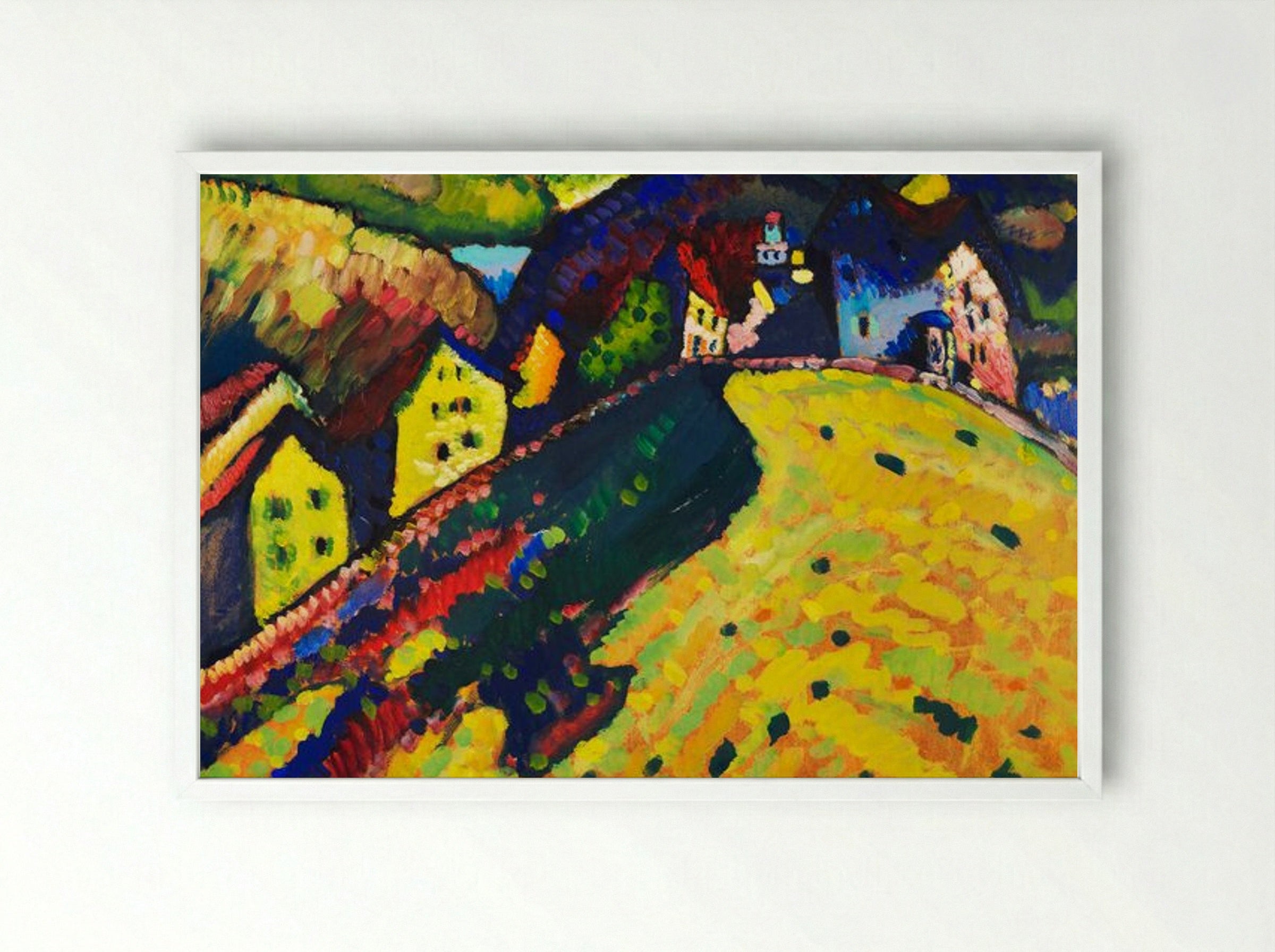 Houses at Murnau - Wassily Kandinsky - Framed Print White