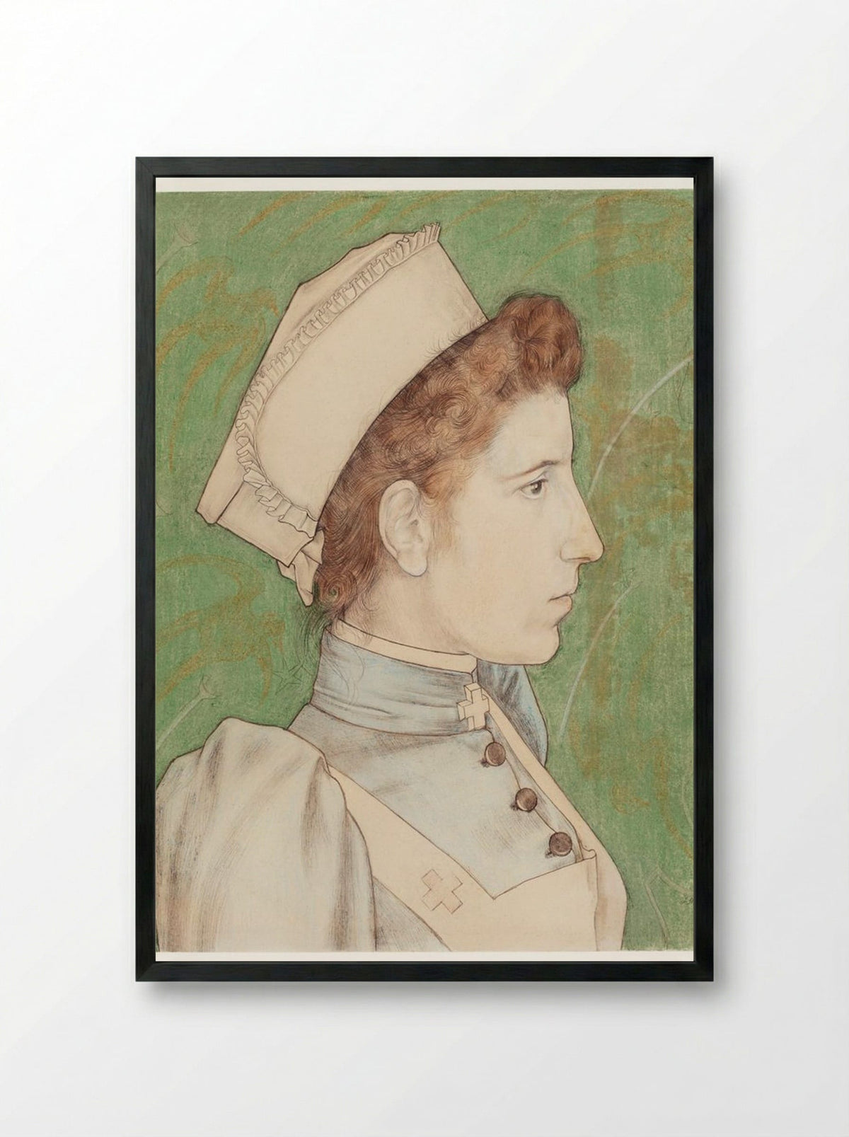 Portrait of Nurse Nelly - Jan Toorop - Framed Print Black