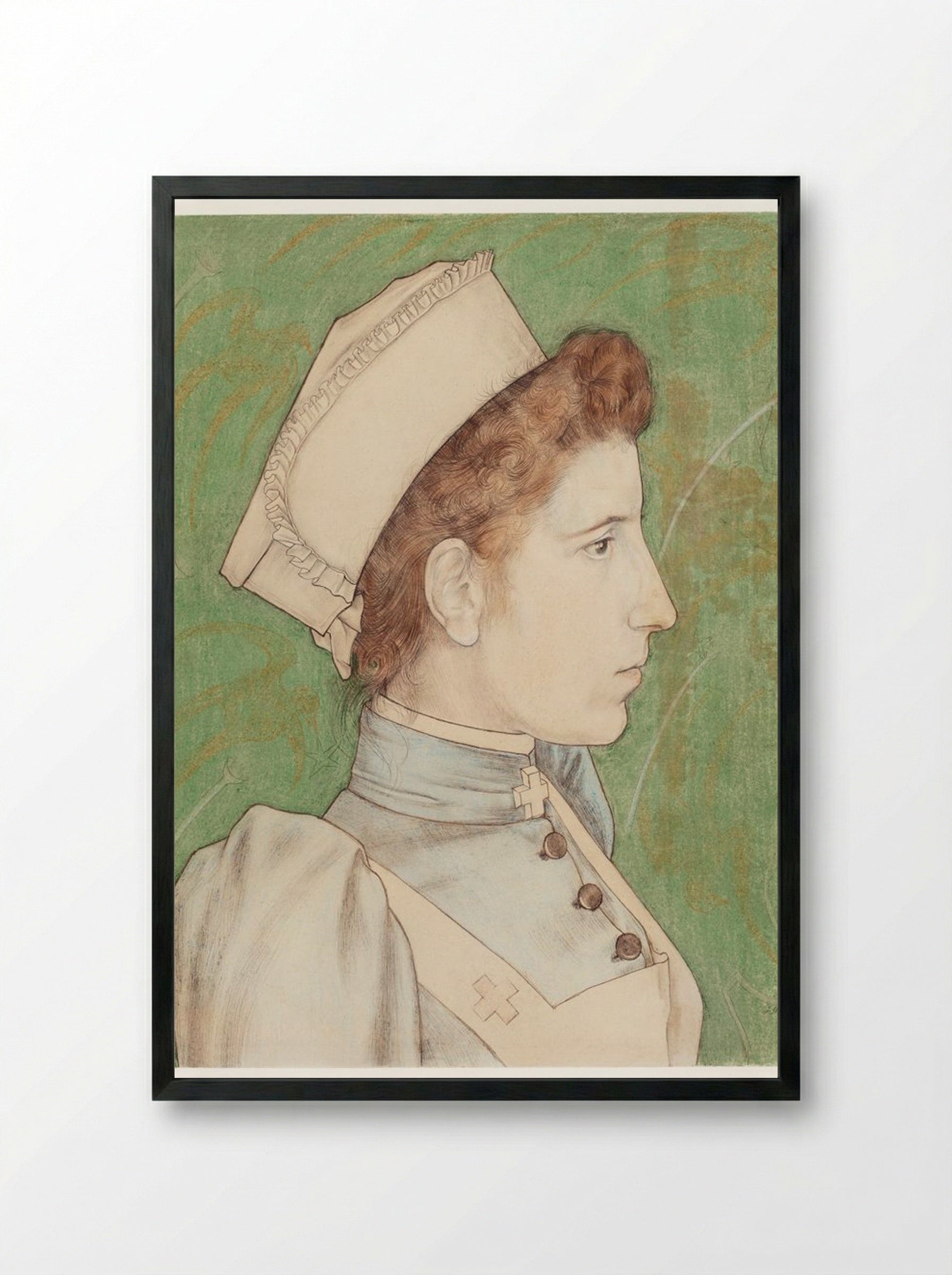 Portrait of Nurse Nelly - Jan Toorop - Framed Print Black