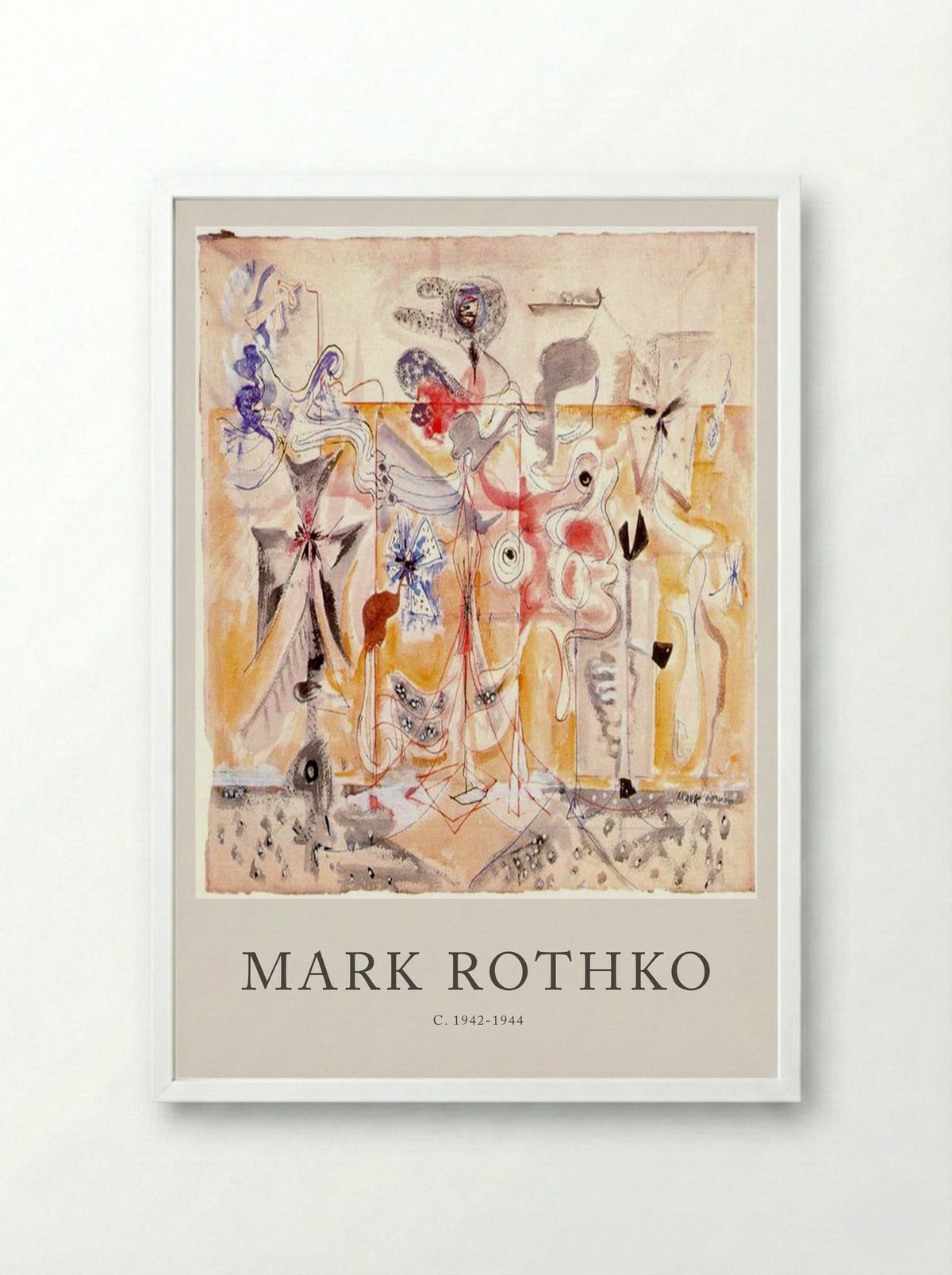 Untitled (Biomorphic Composition) - Mark Rothko - Framed Print White