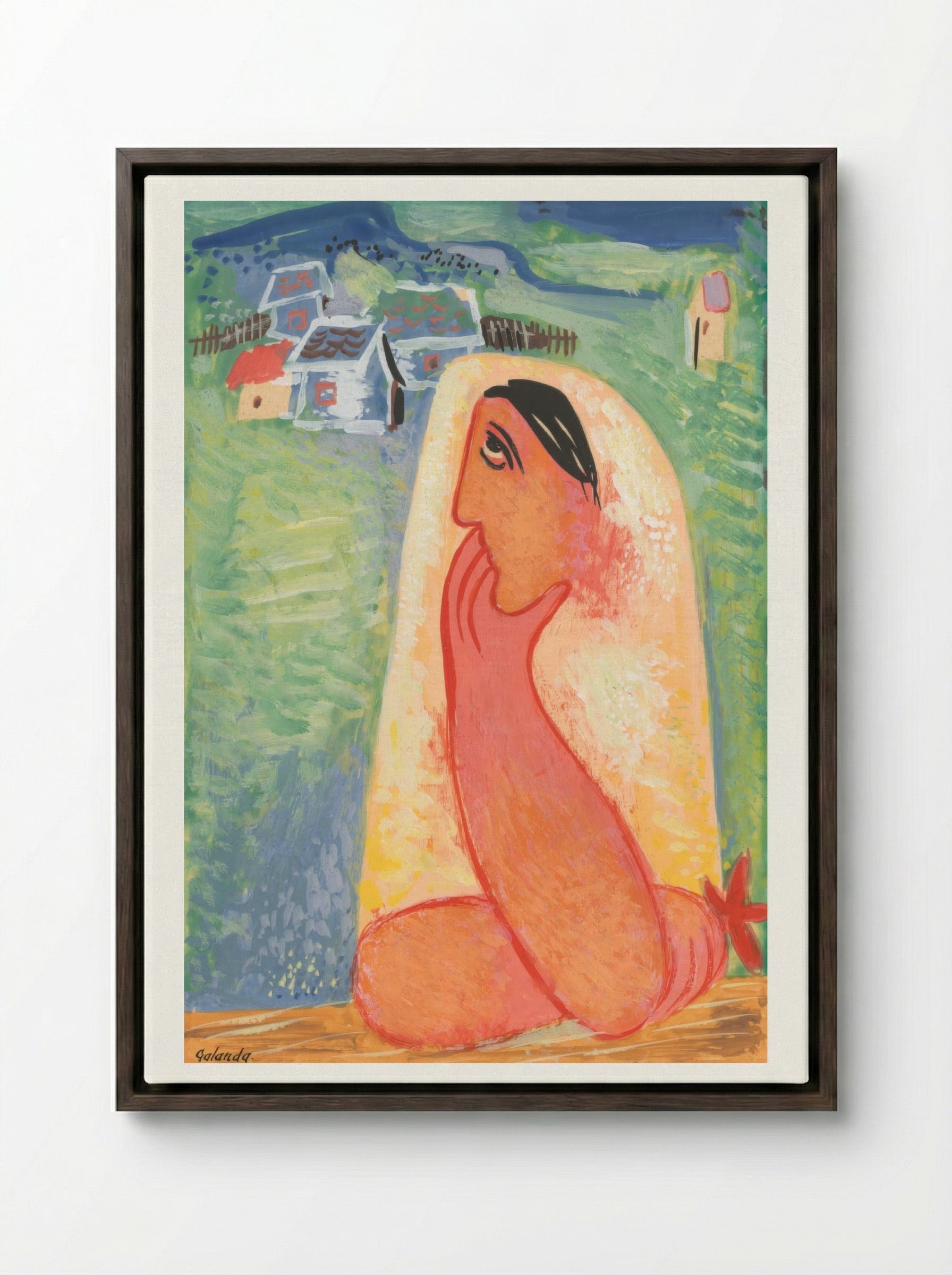 Villager - Mikuláš Galanda - Framed Canvas Dark Wood