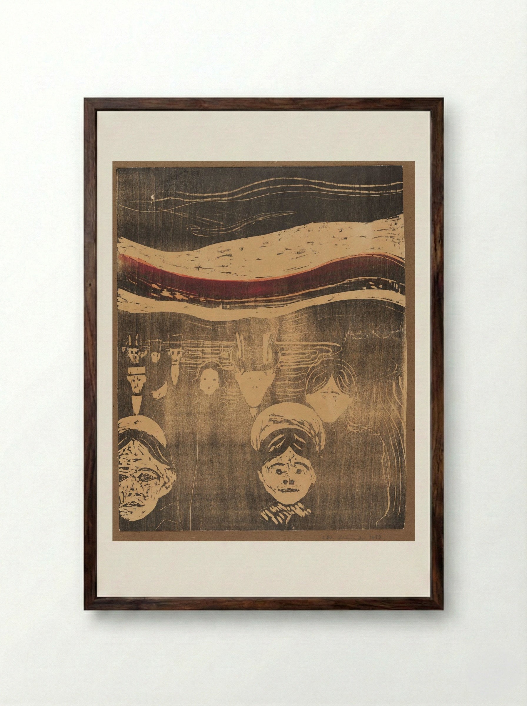 Angst - Edvard Munch - Framed Print Dark Wood