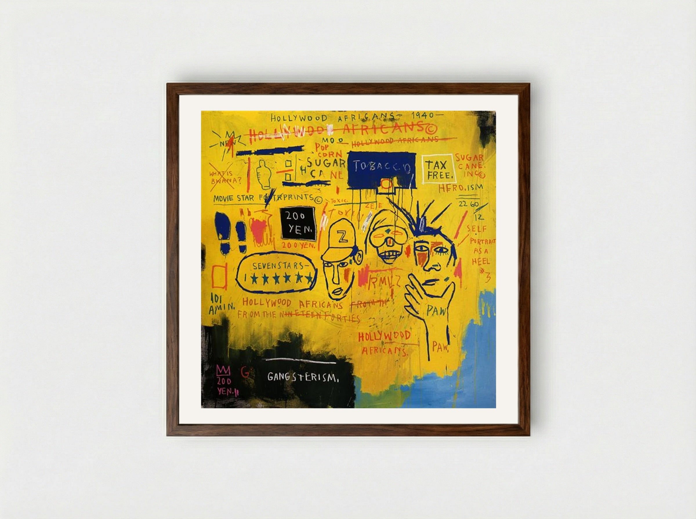 Hollywood Africans - Jean-Michel Basquiat - Framed Print Dark Wood