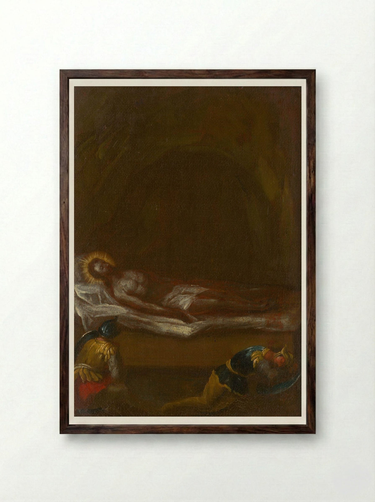 Jesus is Laid in the Tomb - Fine Art Print - Framed Print Dark Wood