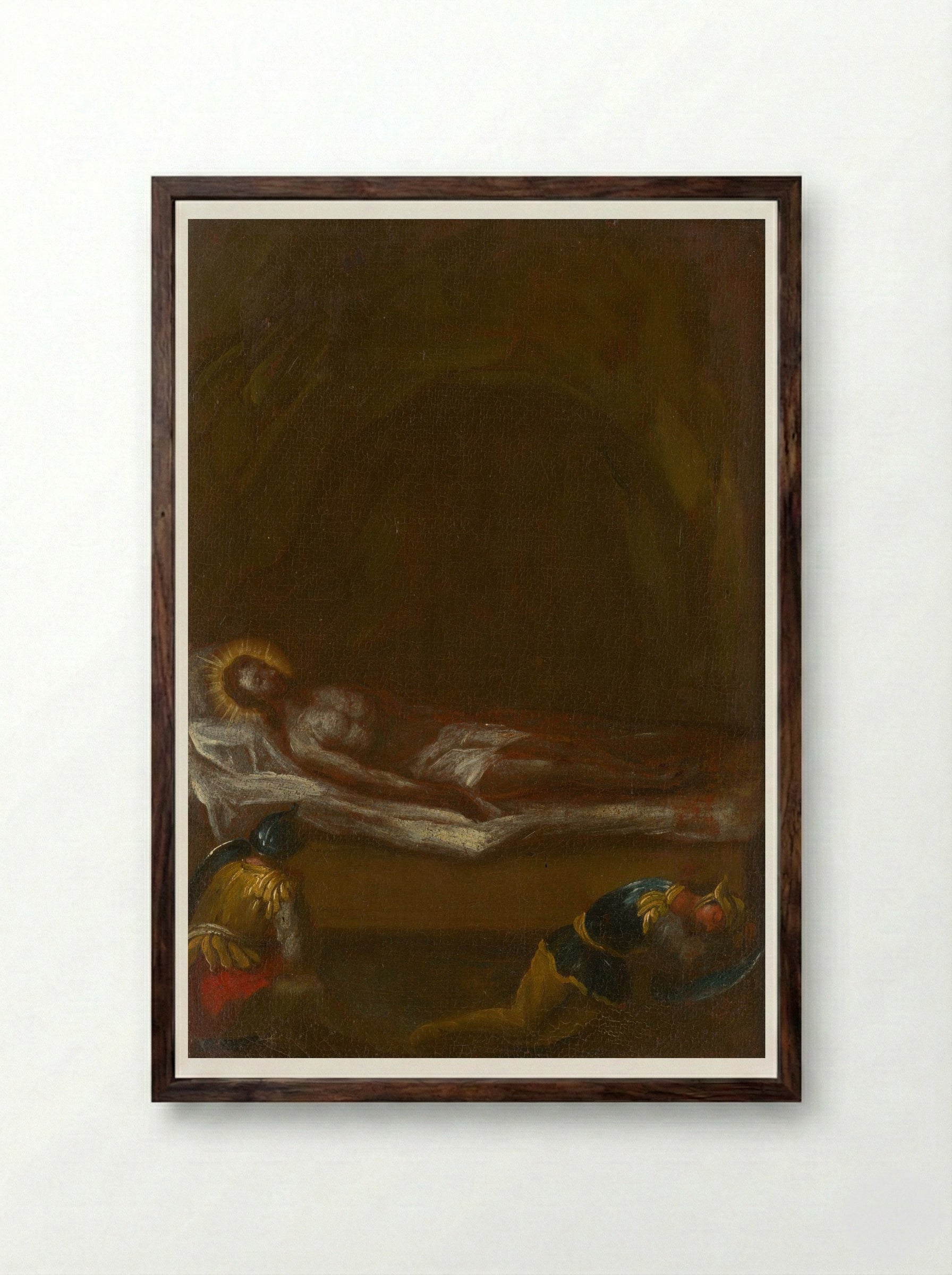 Jesus is Laid in the Tomb - Fine Art Print - Framed Print Dark Wood