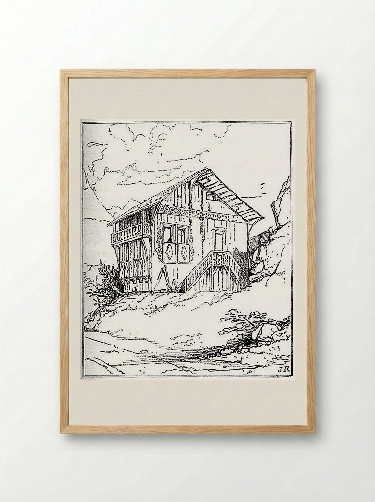 Cottage near Altdorf - Fine Art Print - Framed Print Wood