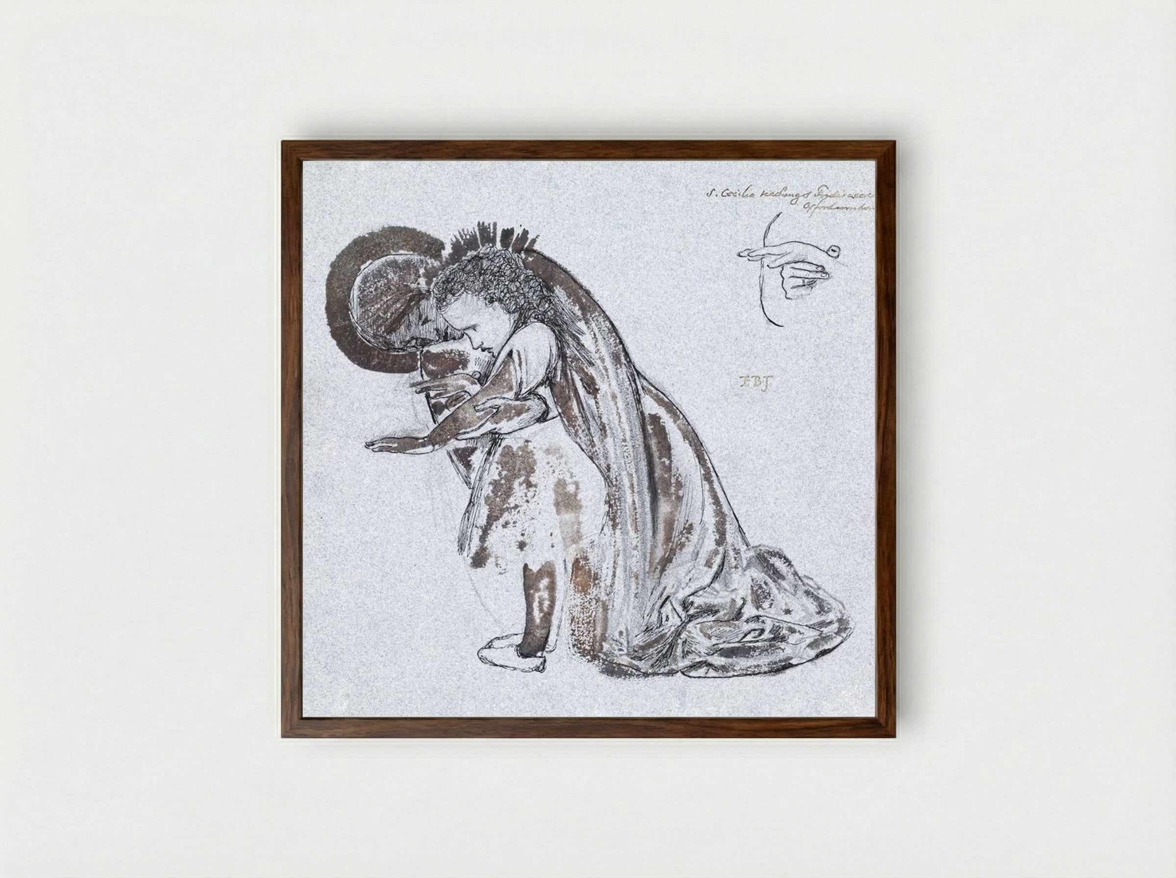 Study of St Cecilia Teaching St Frideswide - Edward Burne-Jones - Framed Print Dark Wood