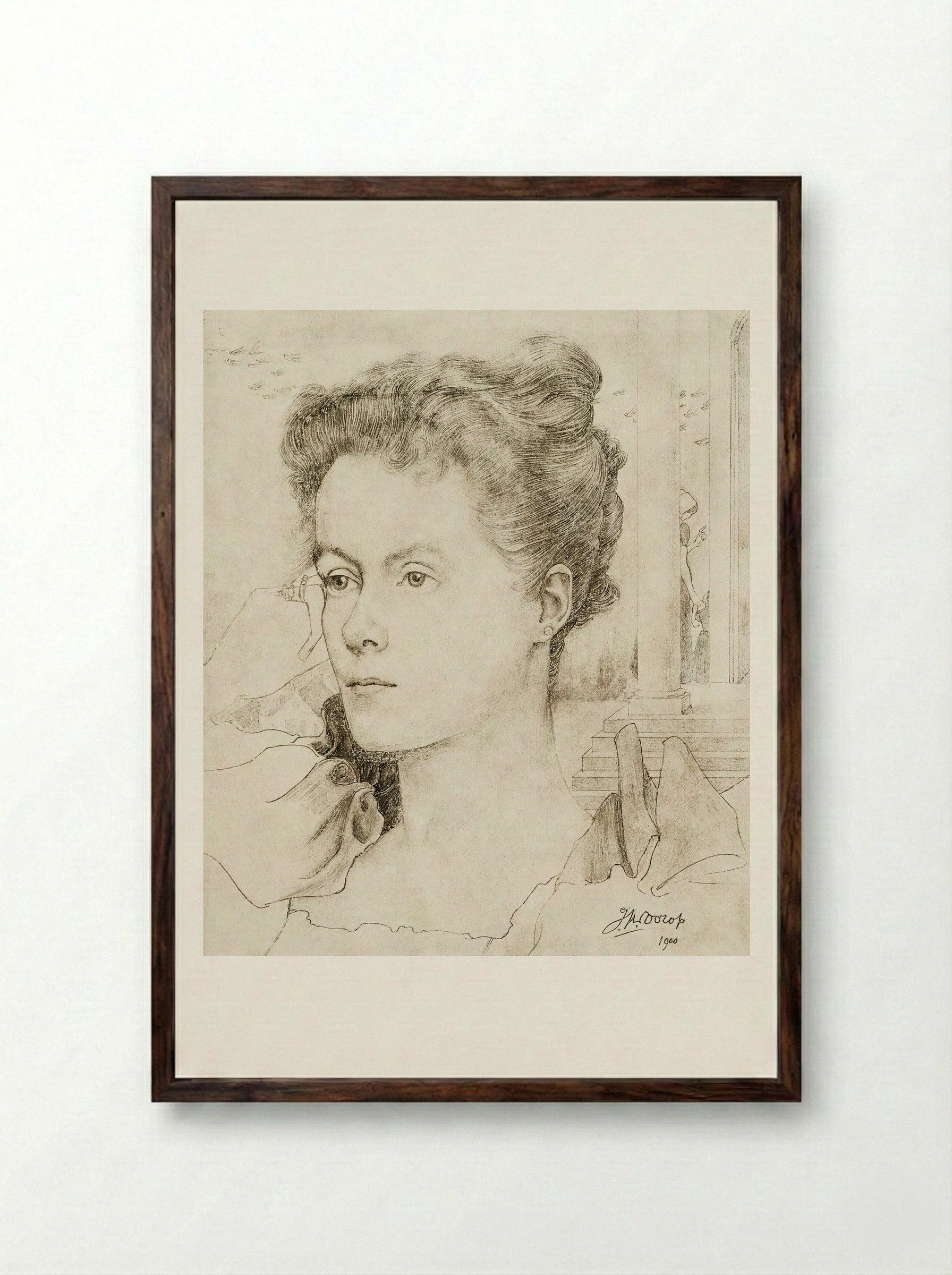 Portrait of Annie Hall or Janet Hall - Jan Toorop - Framed Print Dark Wood