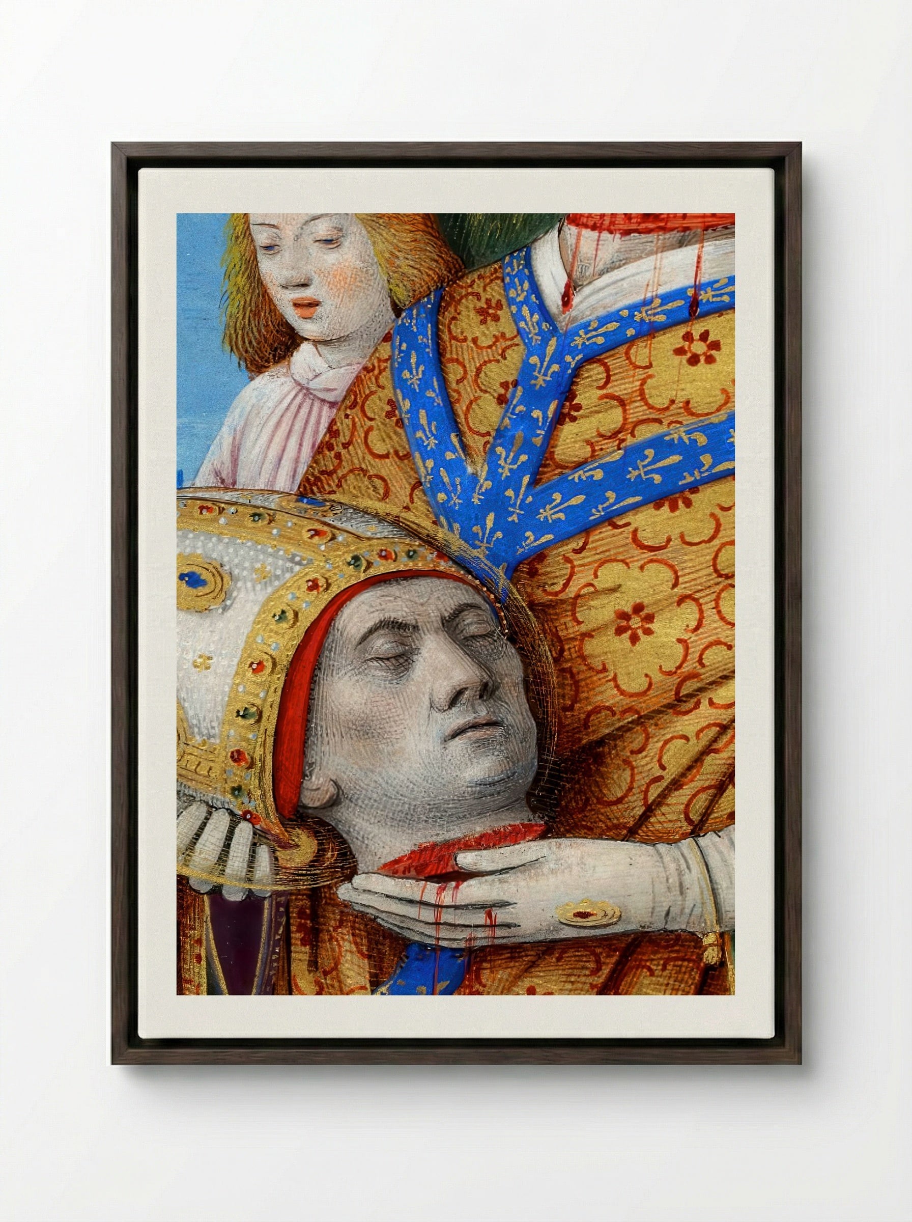 The Martyrdom of Saint Denis - Fine Art Print - Framed Canvas Dark Wood
