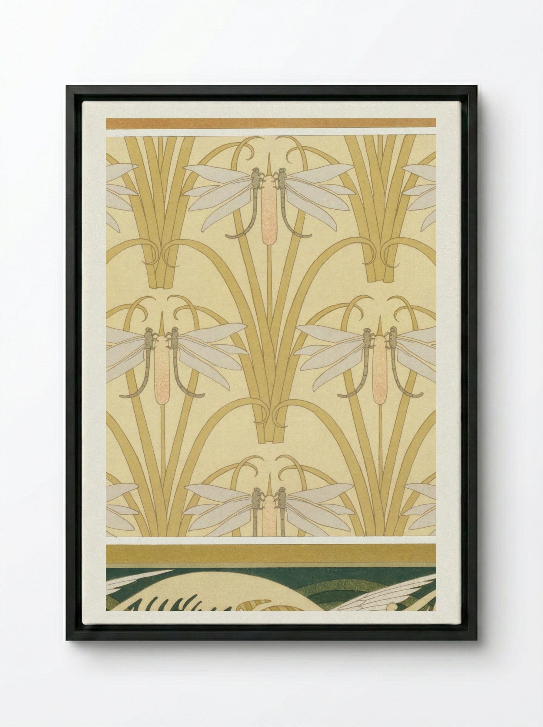 L'Animal dans la Décoration, Plate 10 (Snails, Dragonflies, Seagulls) - Maurice Pillard Verneuil - Framed Canvas Black