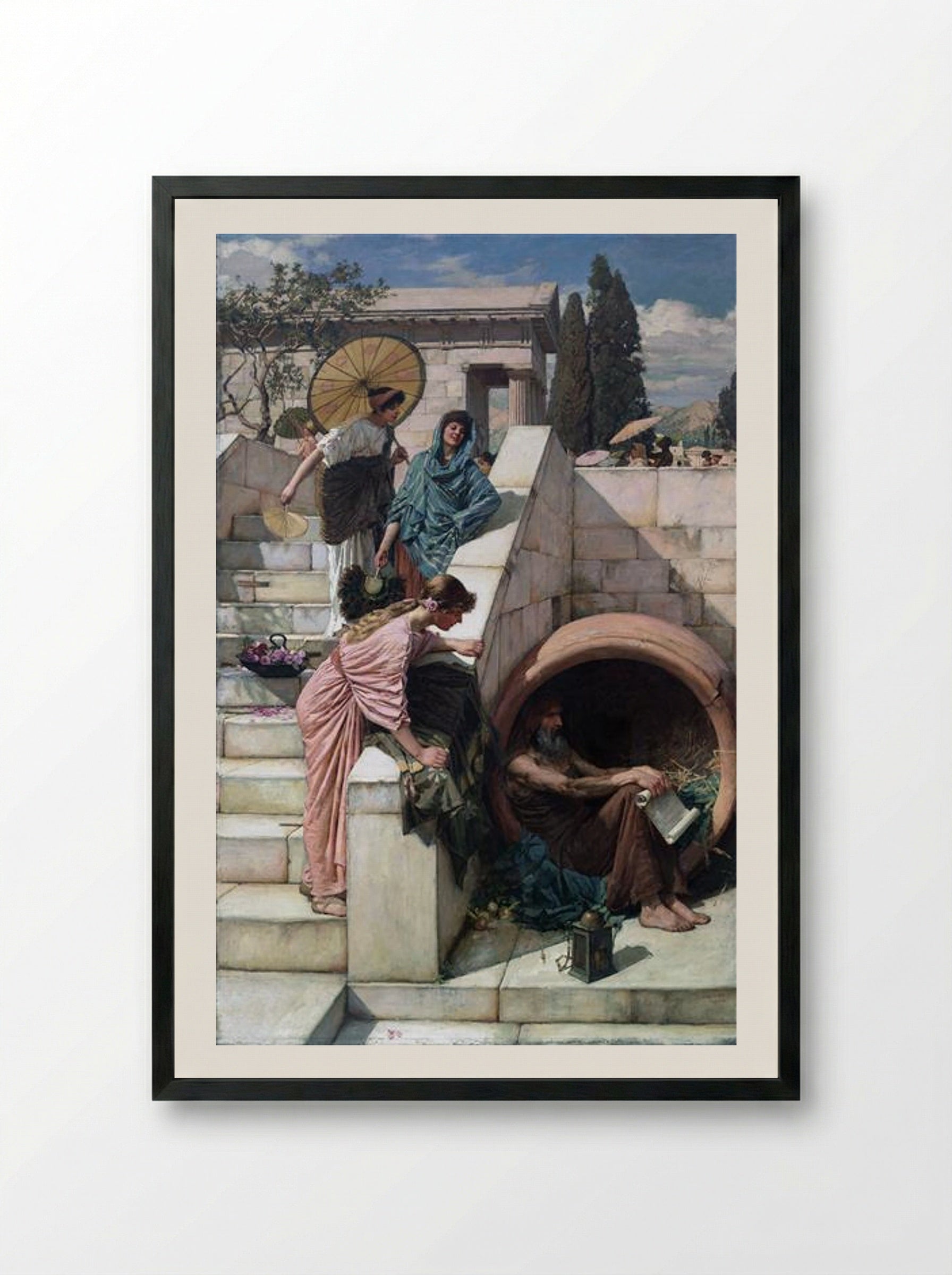 Diogenes - John William Waterhouse - Framed Print Black