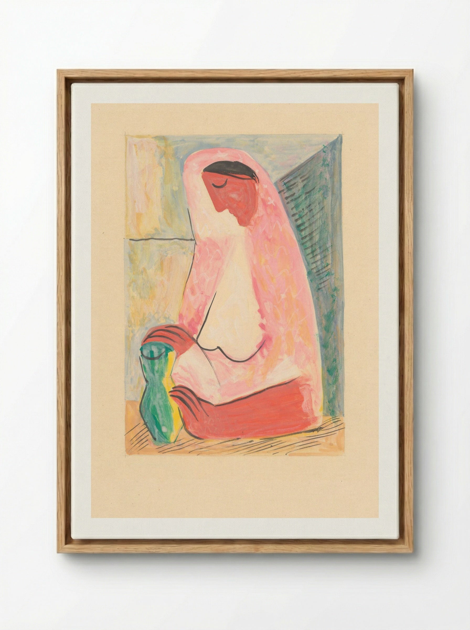 Woman with a Vase - Mikuláš Galanda - Framed Canvas Wood