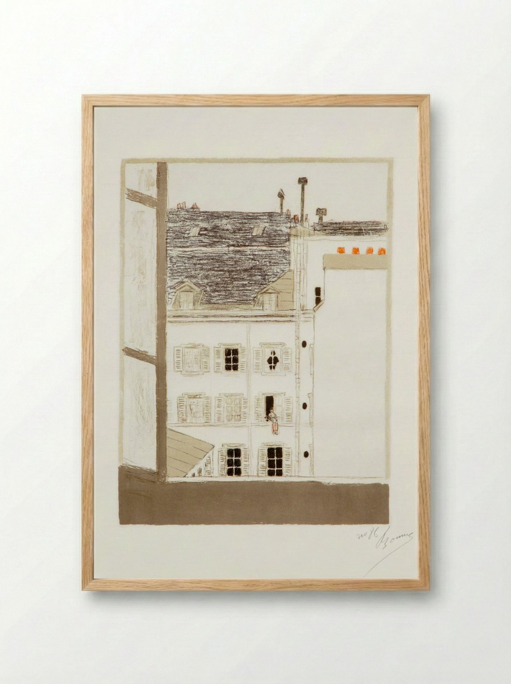 House in the Courtyard (from 'Some Aspects of Life in Paris') - Pierre Bonnard - Framed Print Wood
