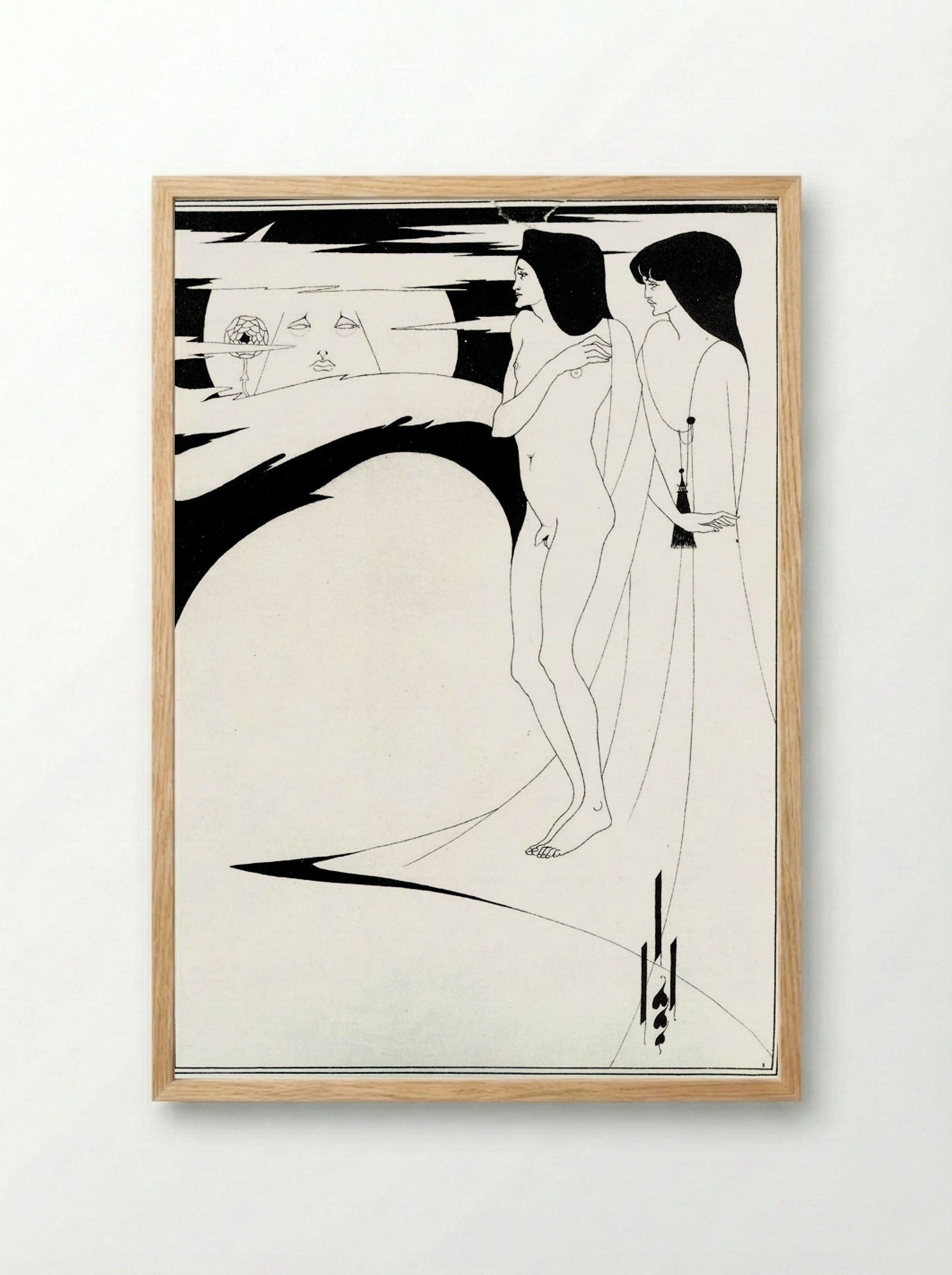 The Woman in the Moon - Aubrey Beardsley - Framed Print Wood