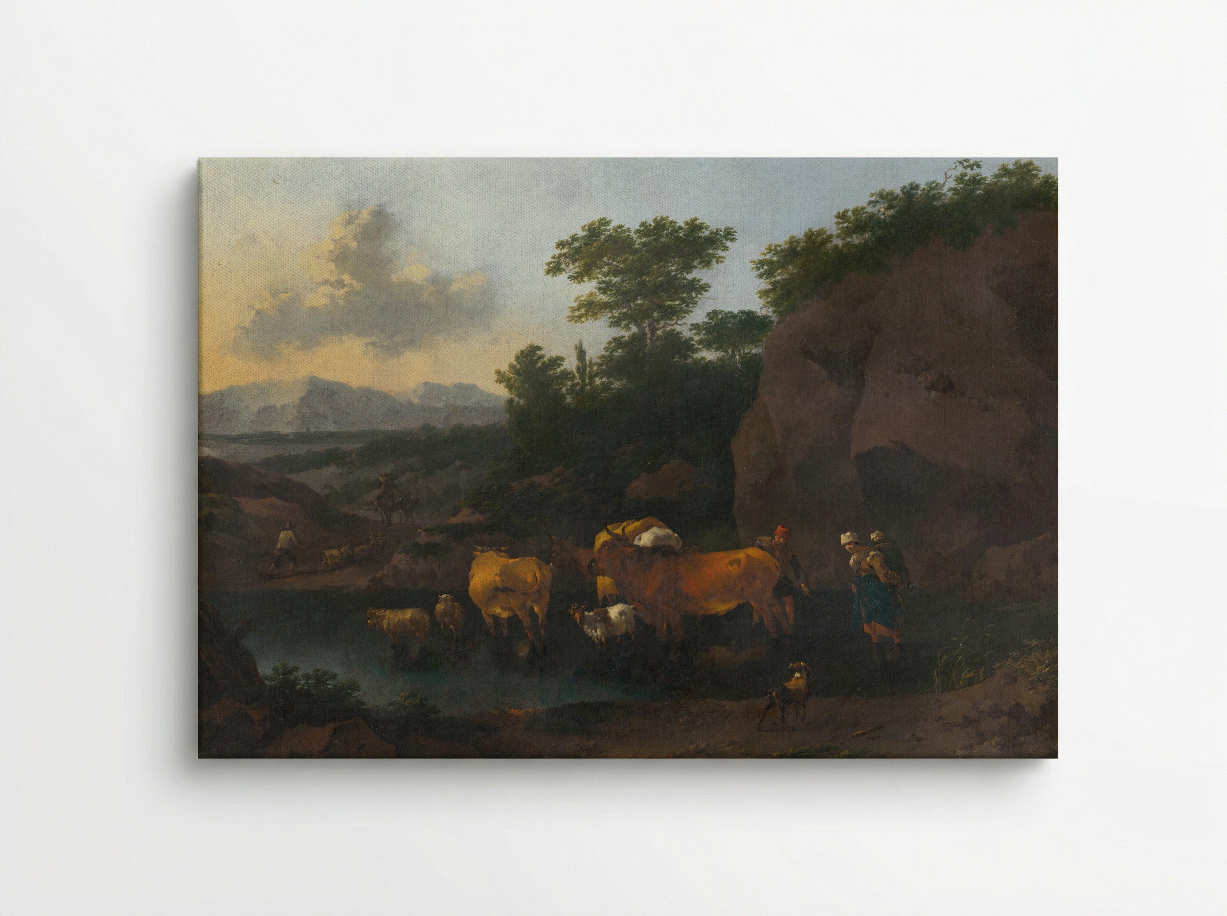 Italianate Landscape with Cattle Ford - Pieter van Bloemen - Canvas
