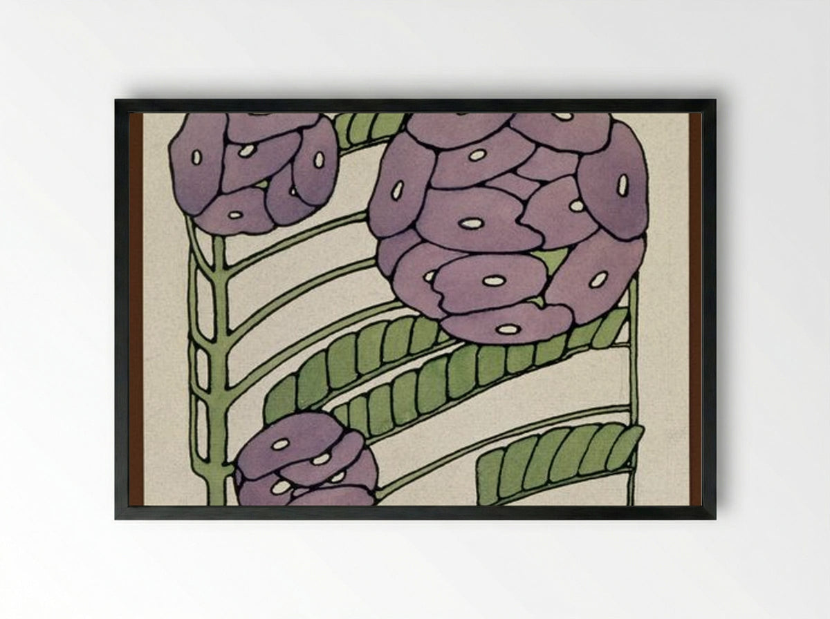 Purple Stylized Floral - Hannah Borger Overbeck - Framed Print Black