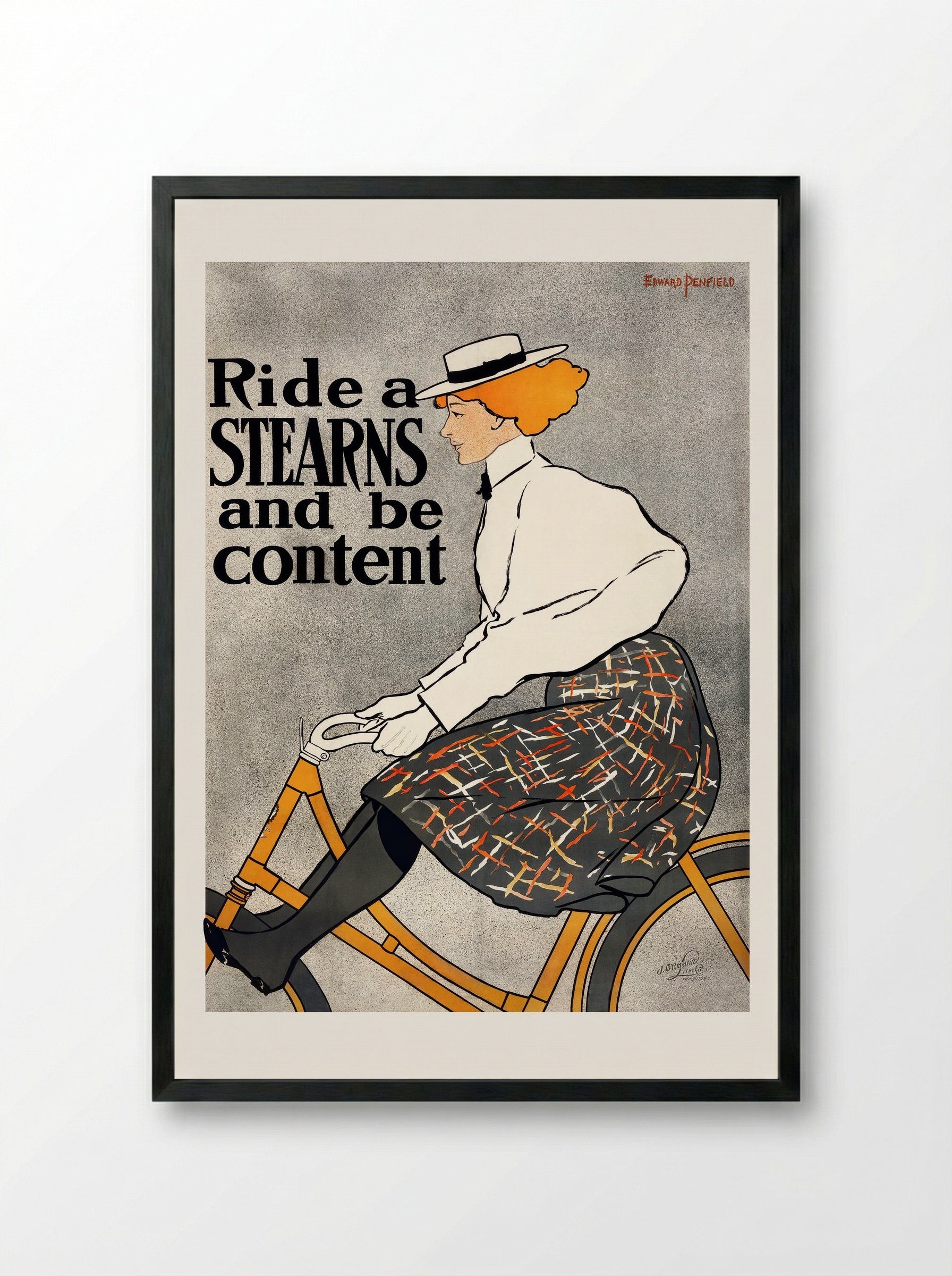 Ride a Stearns and be content - Edward Penfield - Framed Print Black