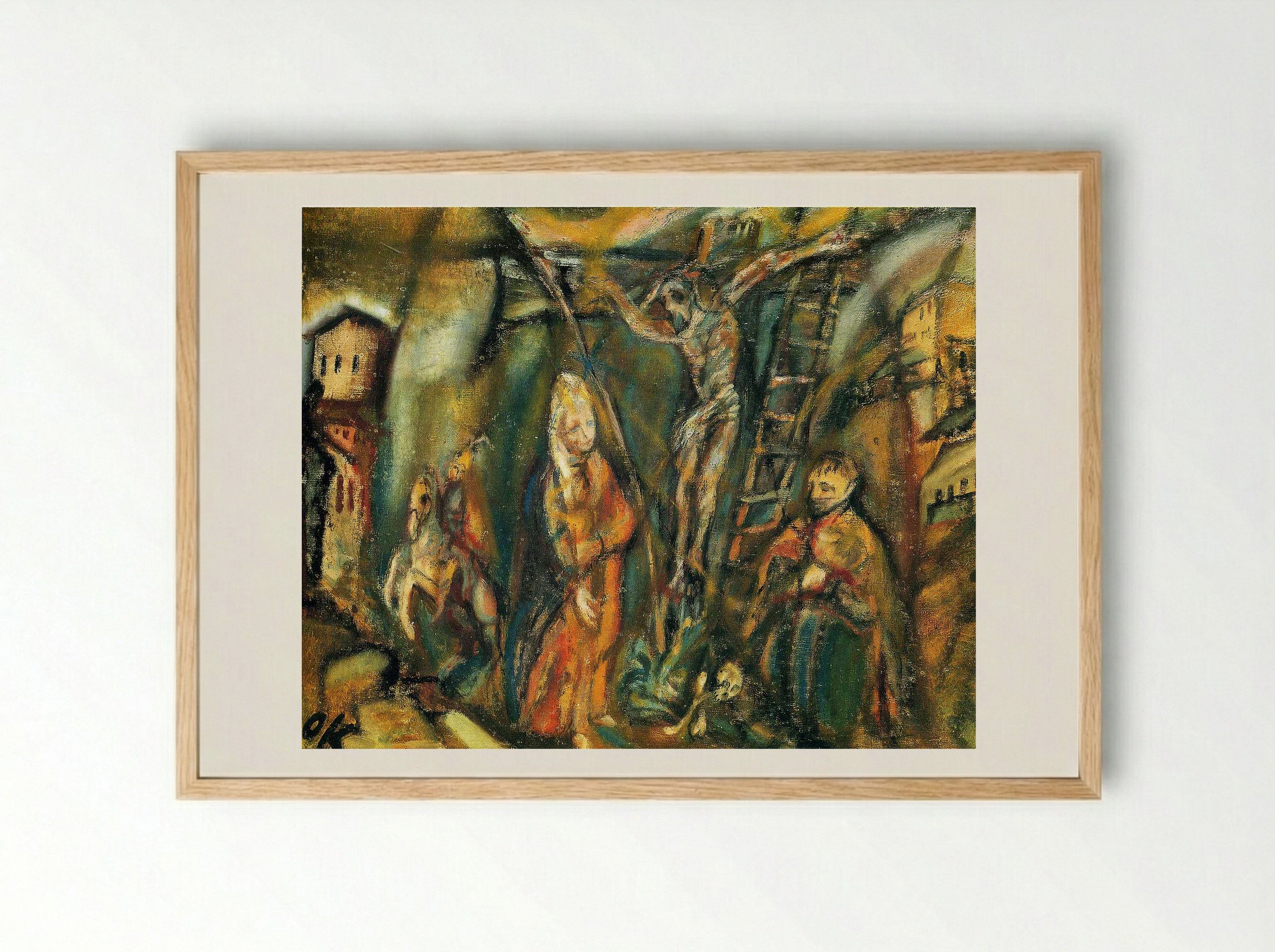 Crucifixion (Golgotha) - Oskar Kokoschka - Framed Print Wood