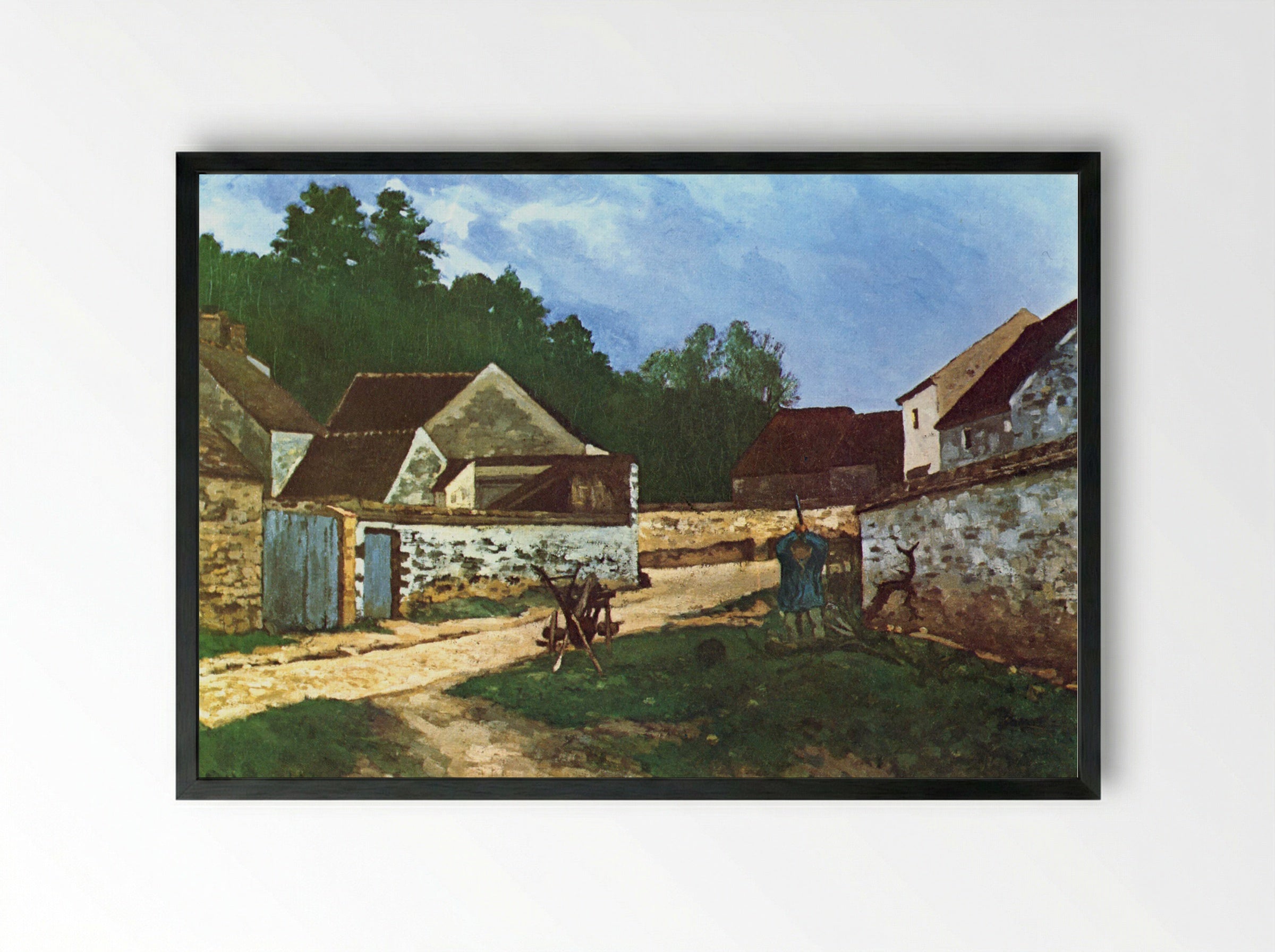 Dorfstrasse in Marlotte - Alfred Sisley - Framed Print Black