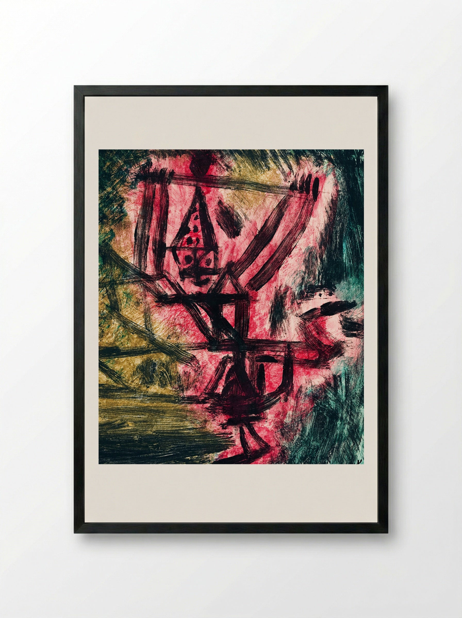 Feuer-Clown I (Fire Clown) - Paul Klee - Framed Print Black