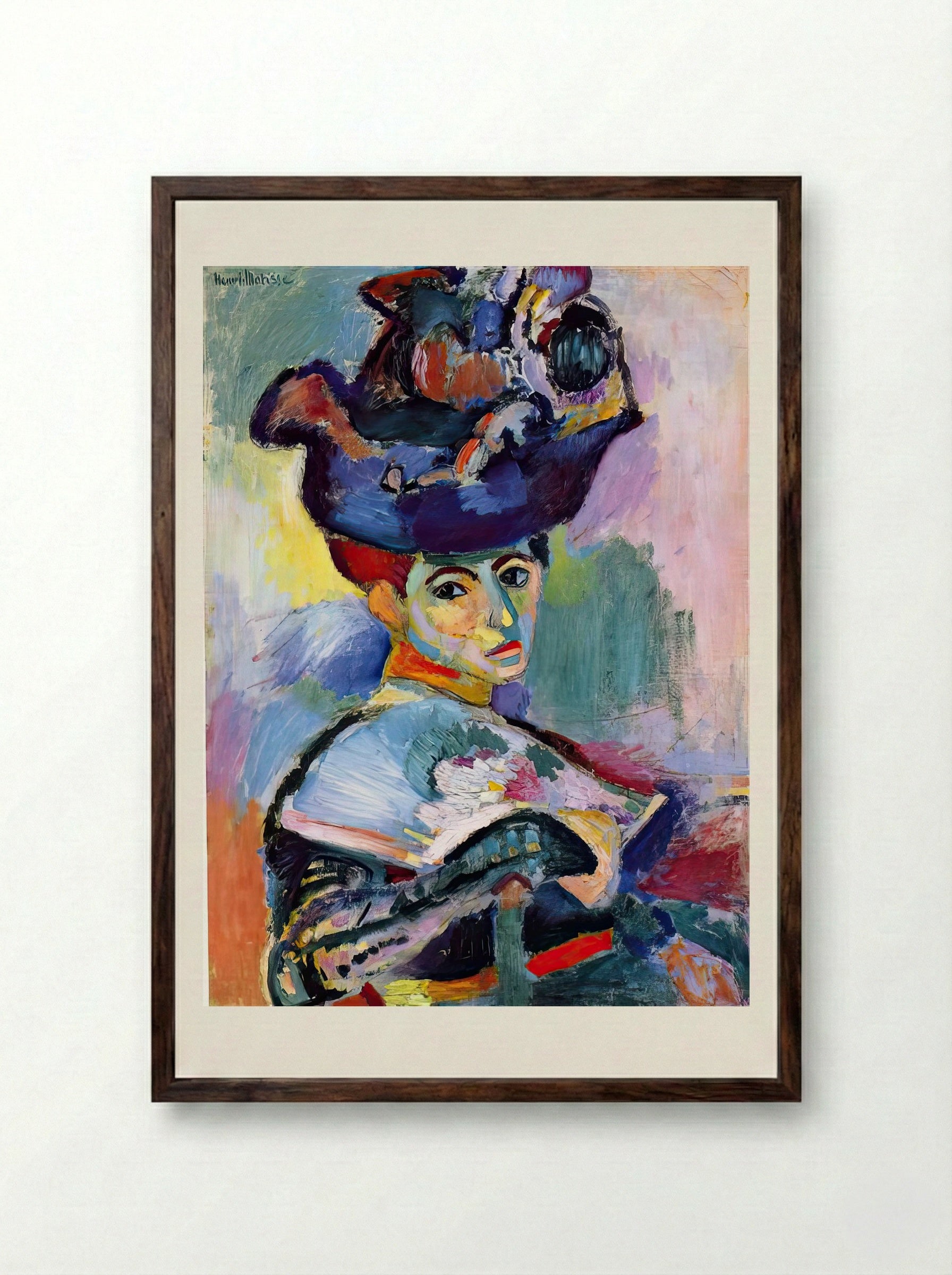 Woman Beside the Water by Henri Matisse – Fauvist Figurative Landscape Print - Framed Print Dark Wood