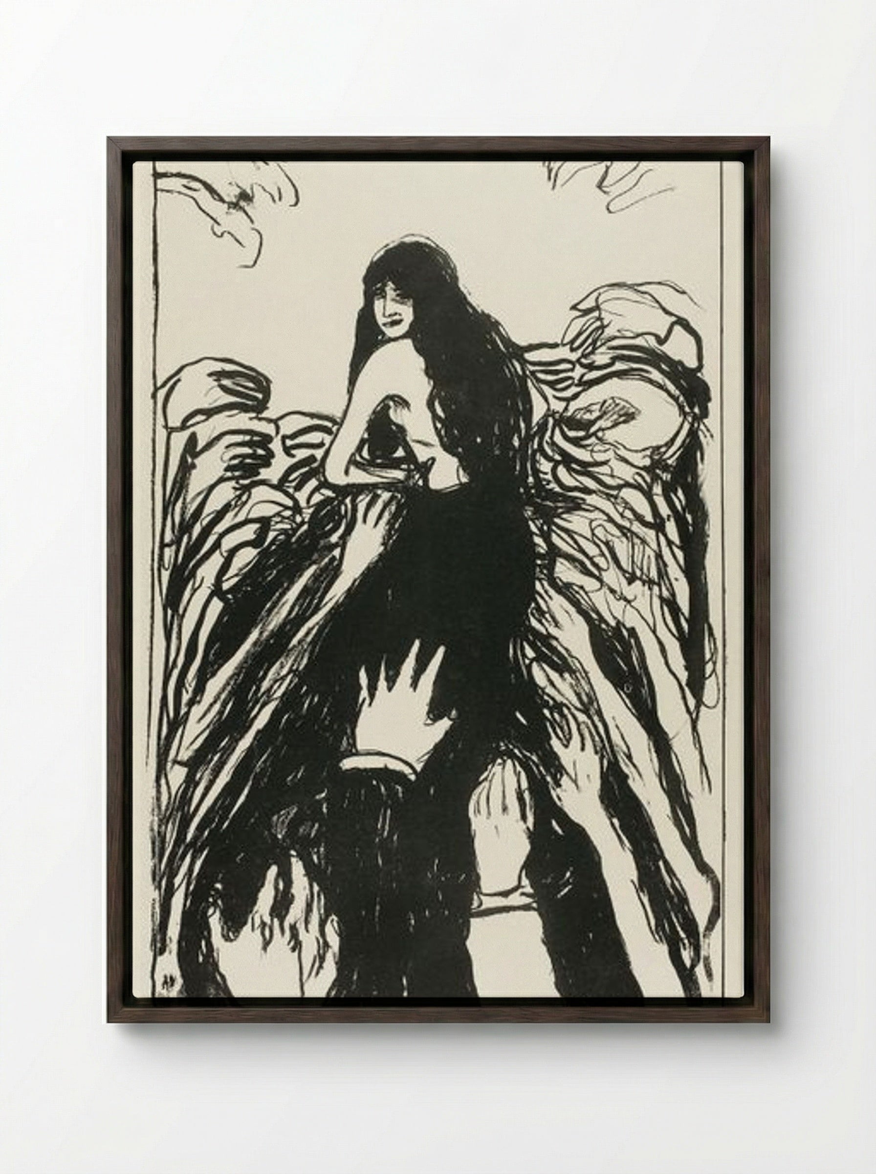 The Hands - Edvard Munch - Framed Canvas Dark Wood