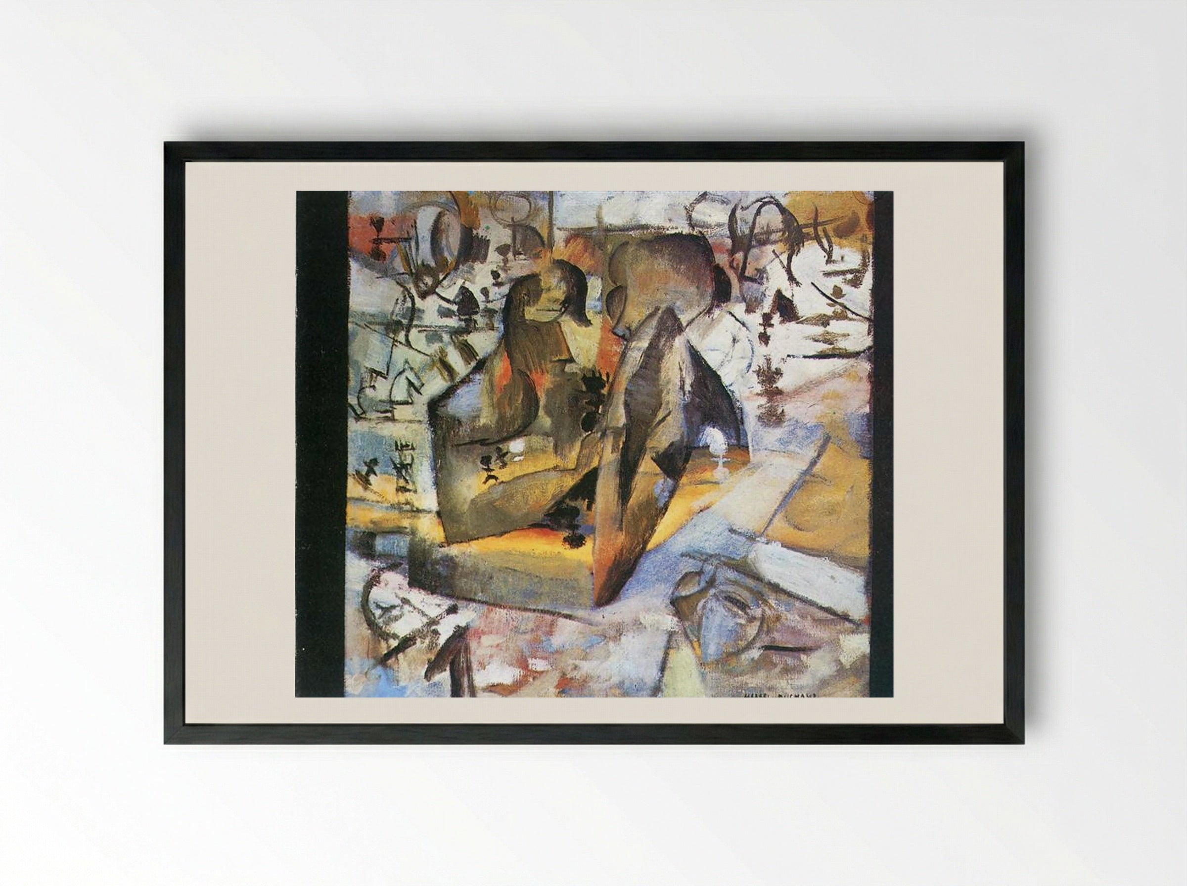 The Chess Players - Marcel Duchamp - Framed Print Black