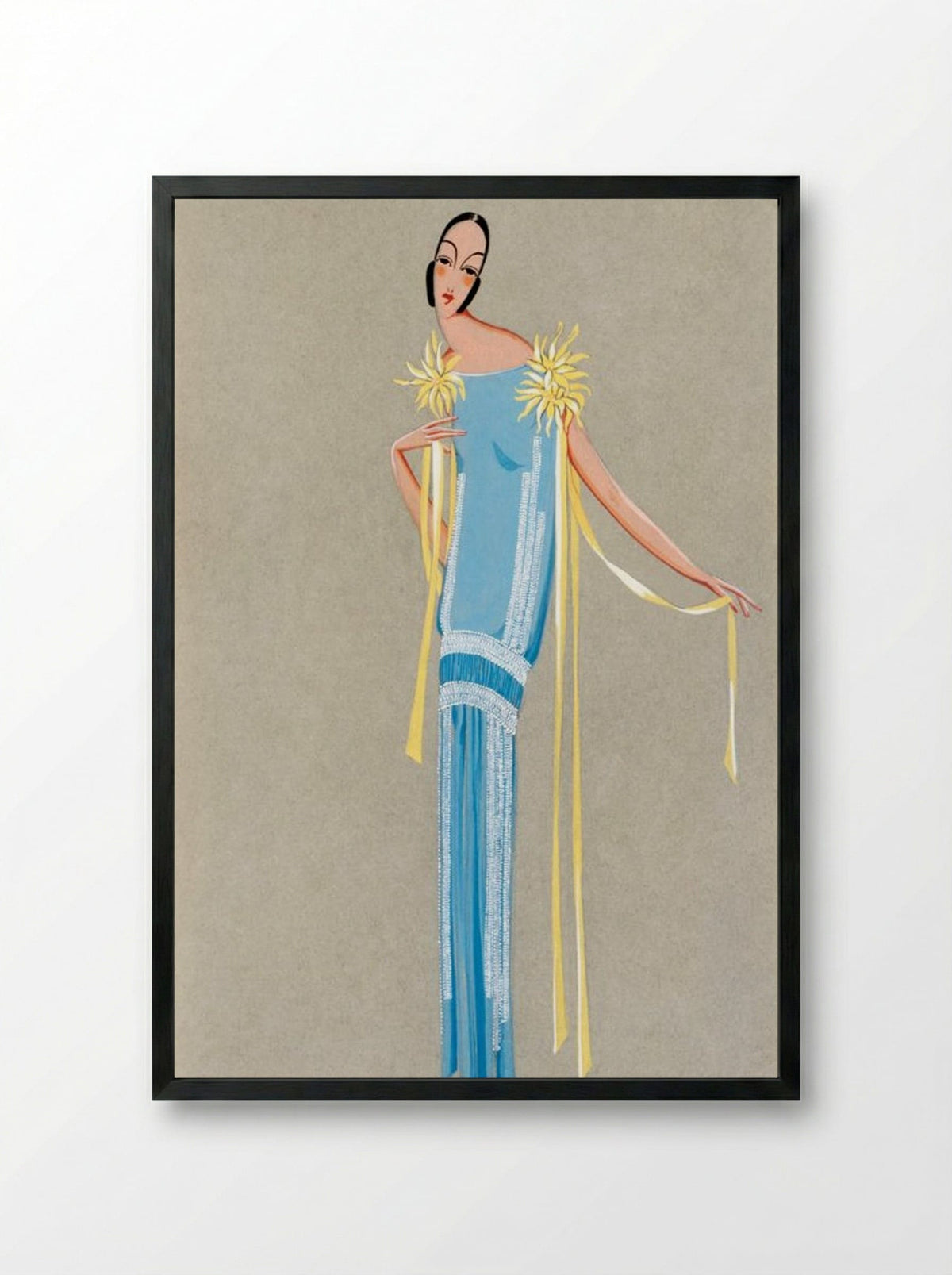 Design for 'L'Accroche-Coeur' Summer Dress, 1924 - Fine Art Print - Framed Print Black
