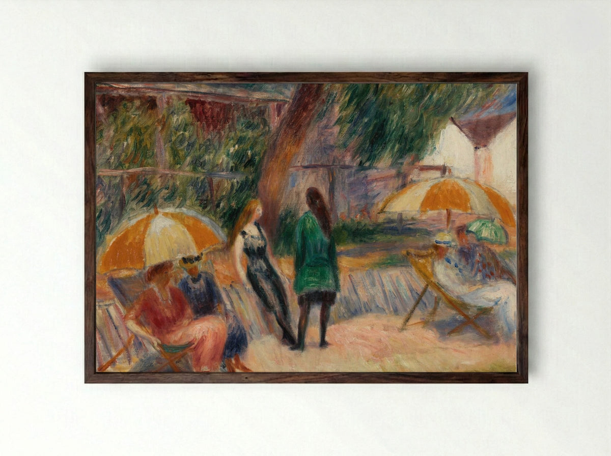 Beach with Figures, Bellport - William James Glackens - Framed Print Dark Wood