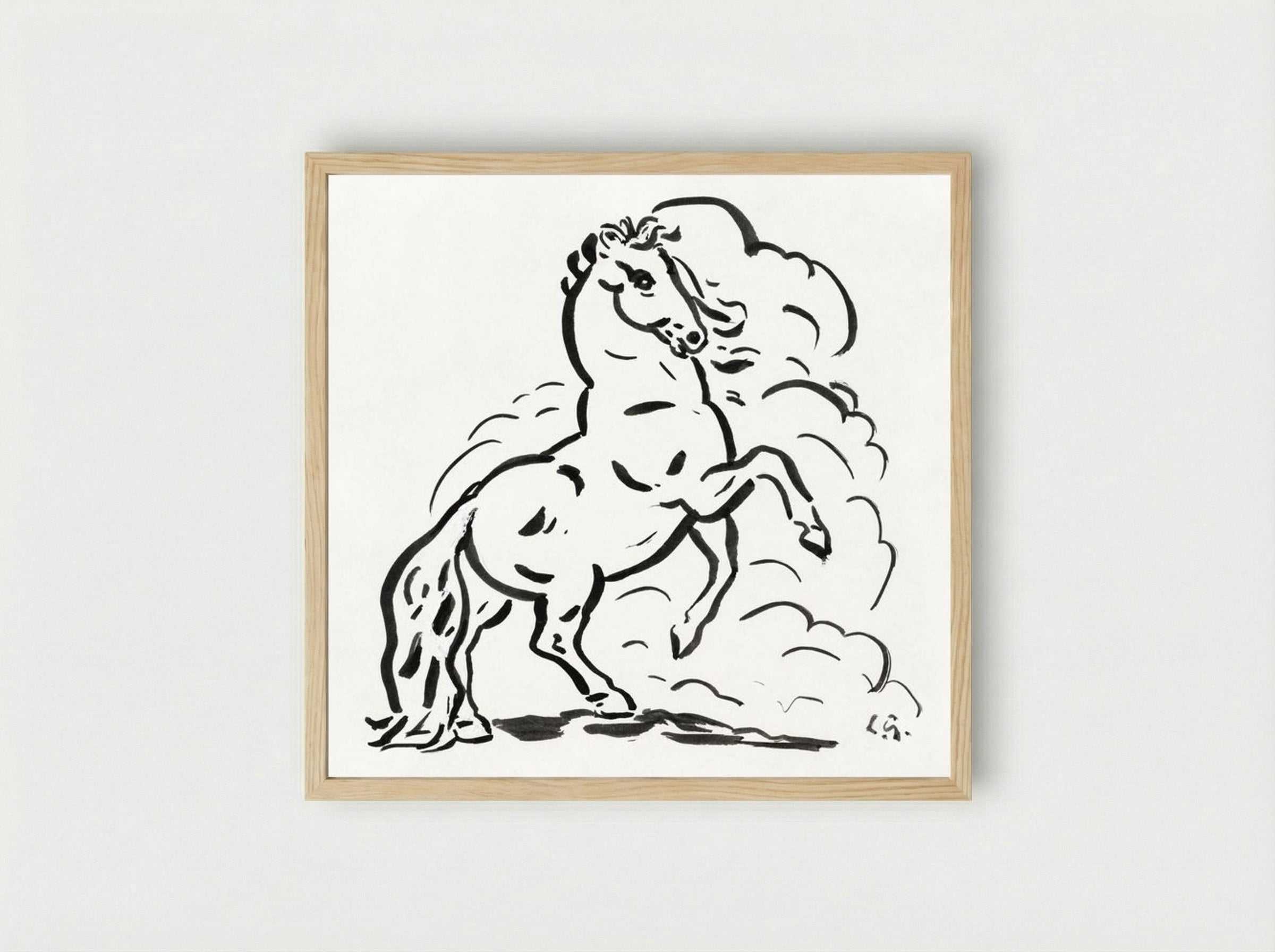 Rearing Horse - Leo Gestel - Framed Print Wood