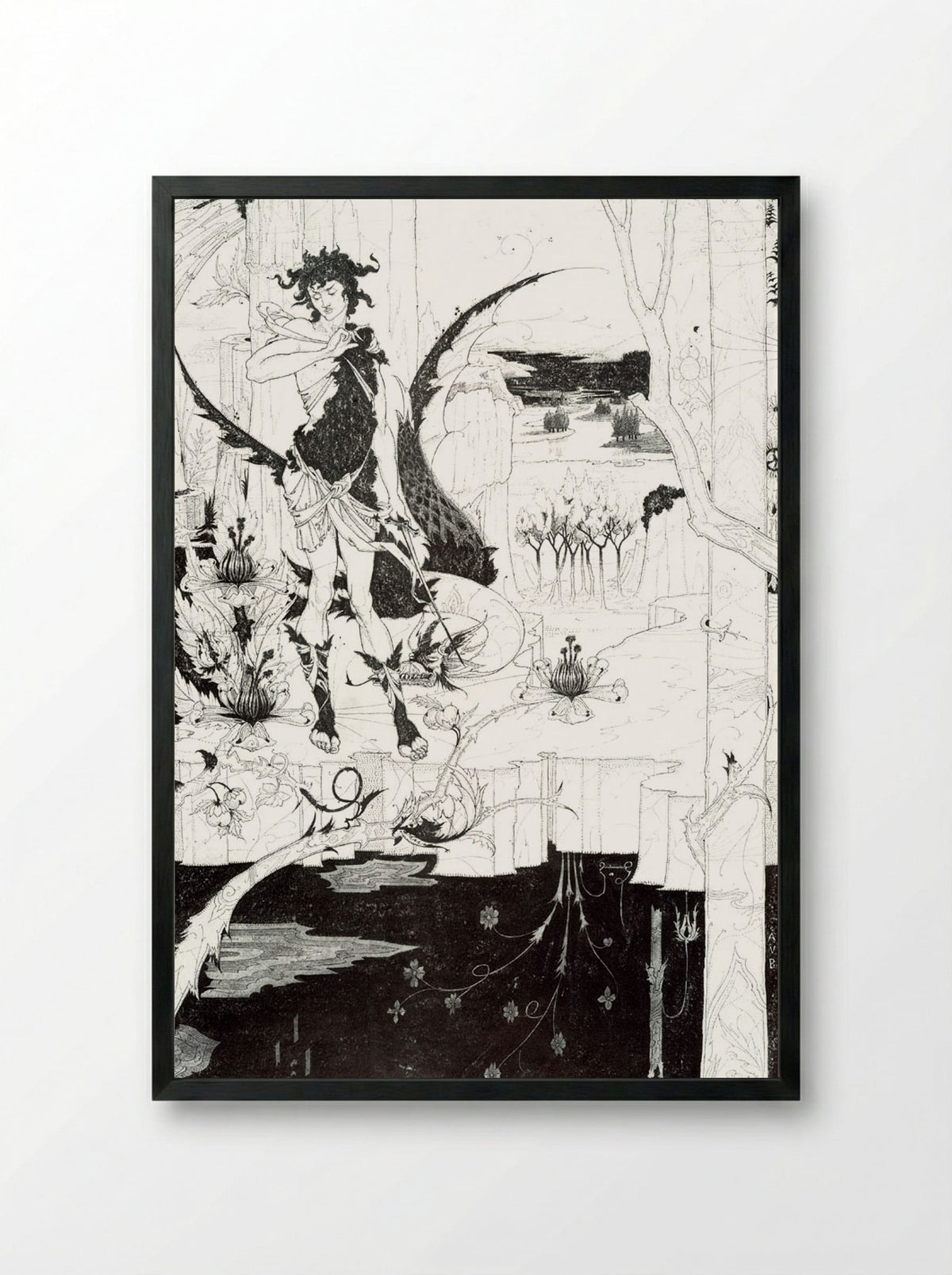 Illustration to _Siegfried_, Act II - Arthur Rackham - Framed Print Black