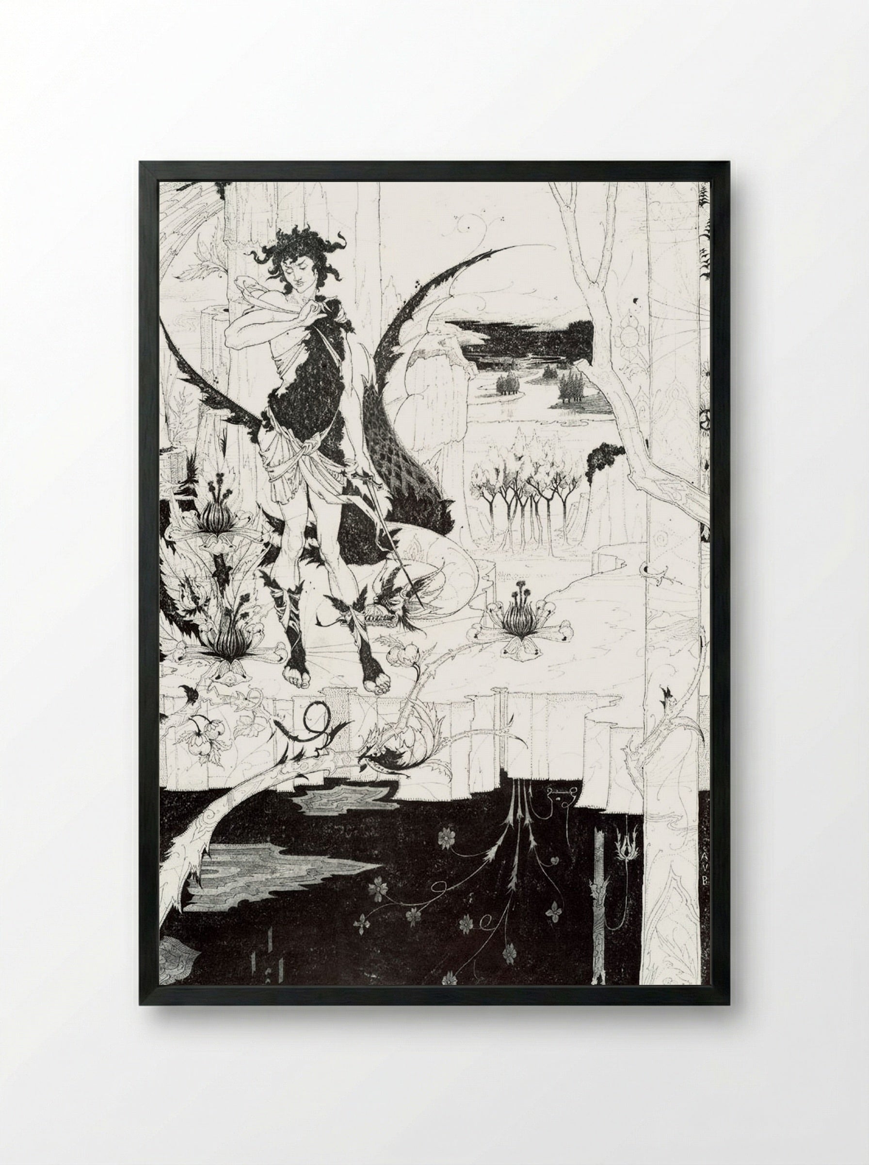 Illustration to _Siegfried_, Act II - Arthur Rackham - Framed Print Black
