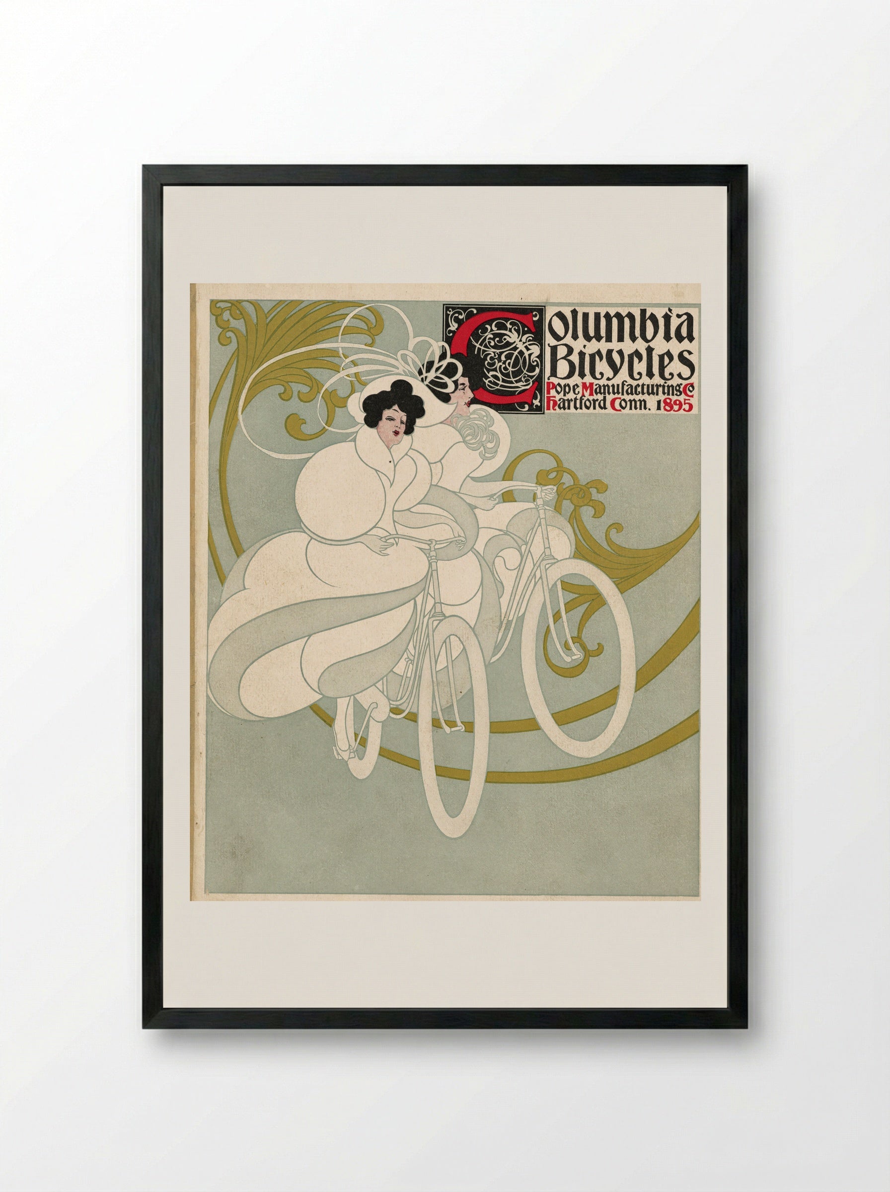 Columbia Bicycles, Pope Manufacturing Co., Hartford, Conn. - Will H. Bradley - Framed Print Black
