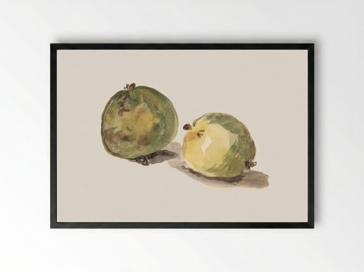 A Letter to Eugène Maus, Decorated with Two Apples - Édouard Manet - Framed Print Black