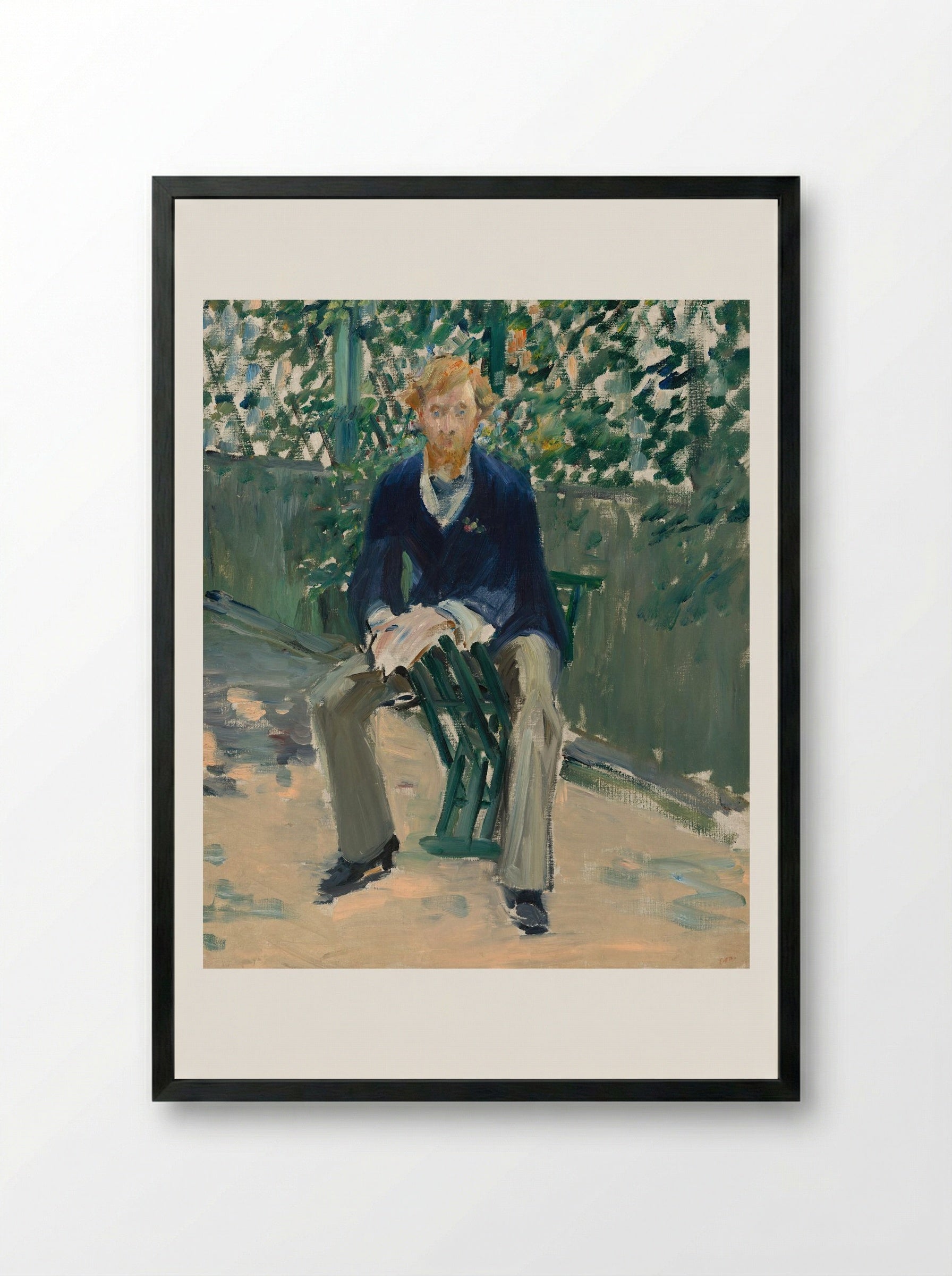 George Moore in the Artist's Garden - Édouard Manet - Framed Print Black