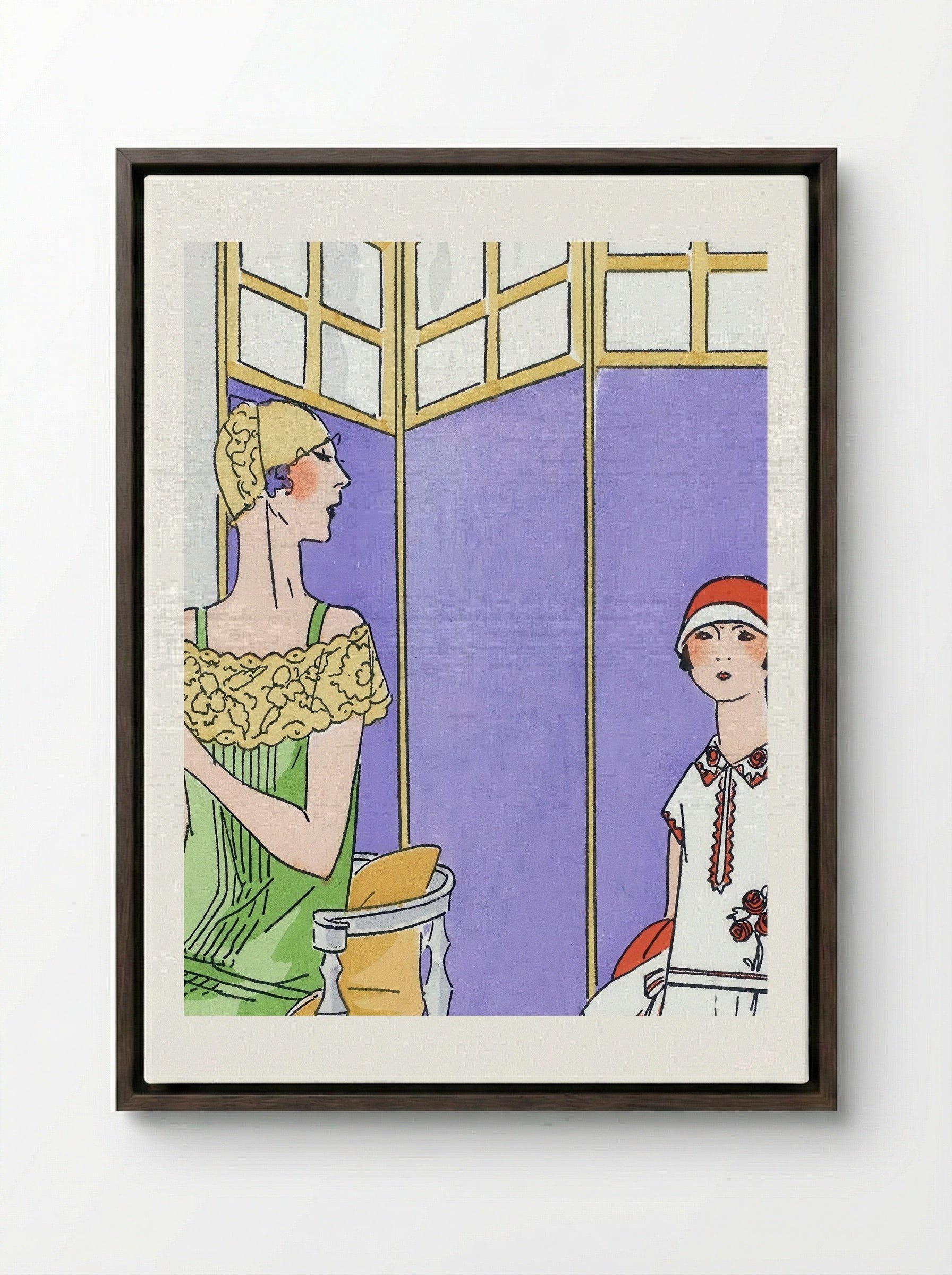 Woman at the Dressing Table - Maggy Rouff - Framed Canvas Dark Wood
