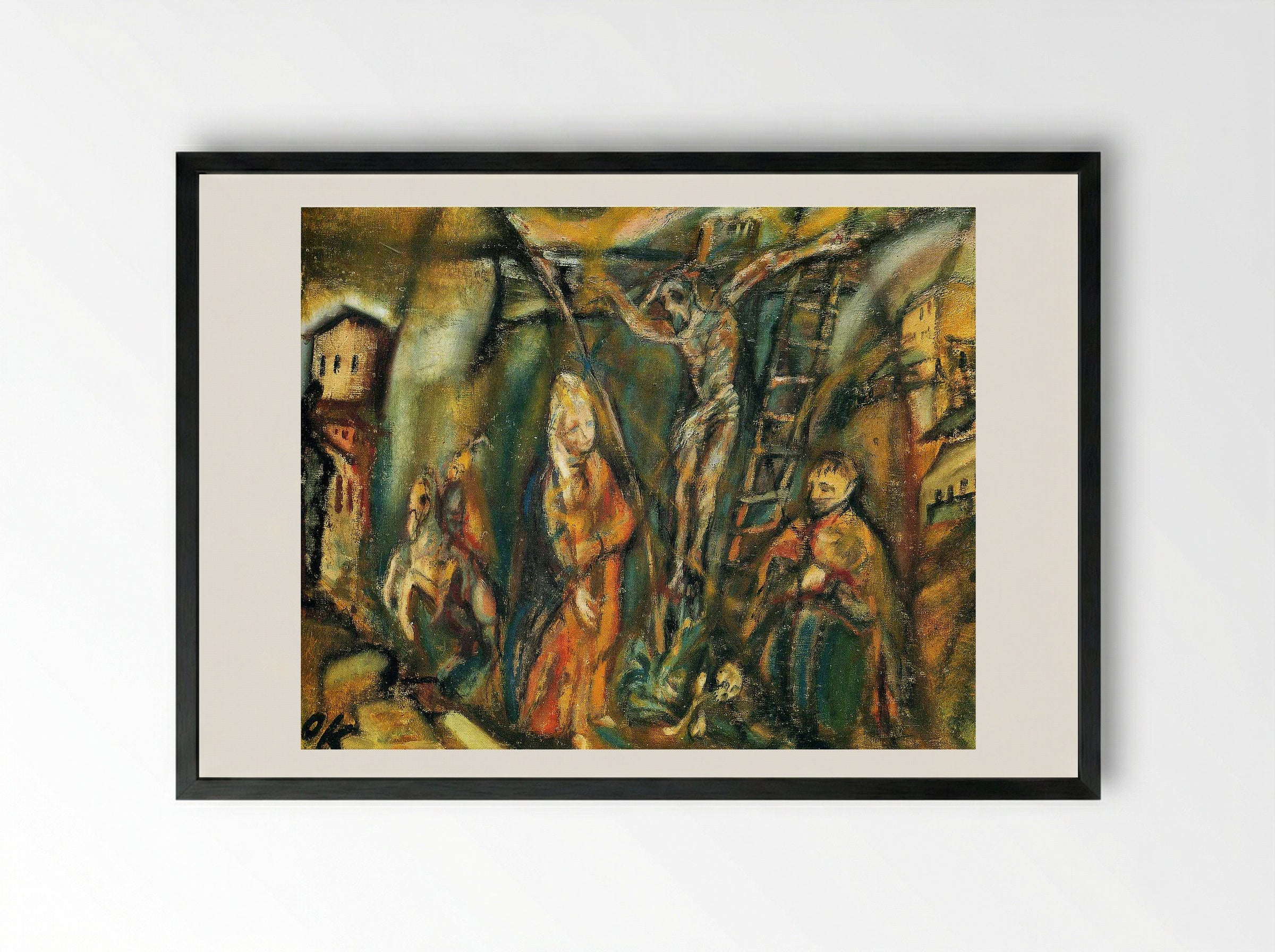 Crucifixion (Golgotha) - Oskar Kokoschka - Framed Print Black