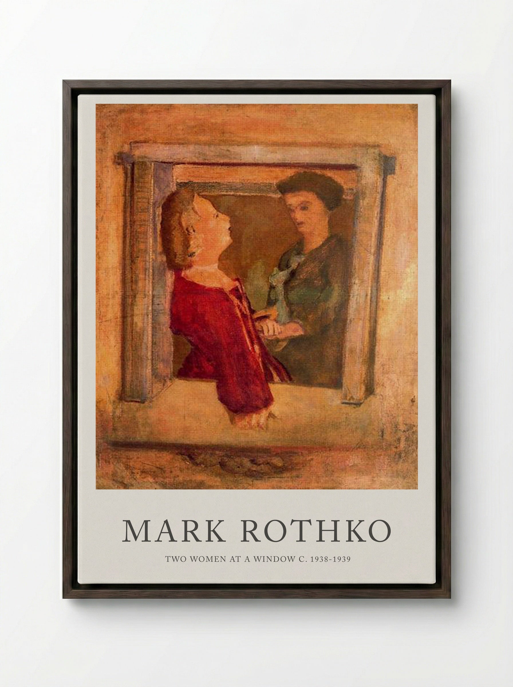 Two Women at a Window - Mark Rothko - Framed Canvas Dark Wood