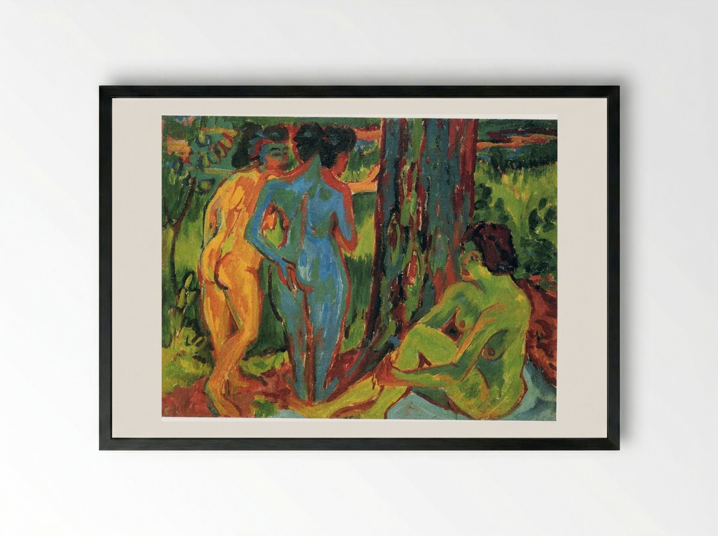 Nudes in a Forest - Ernst Ludwig Kirchner - Framed Print Black