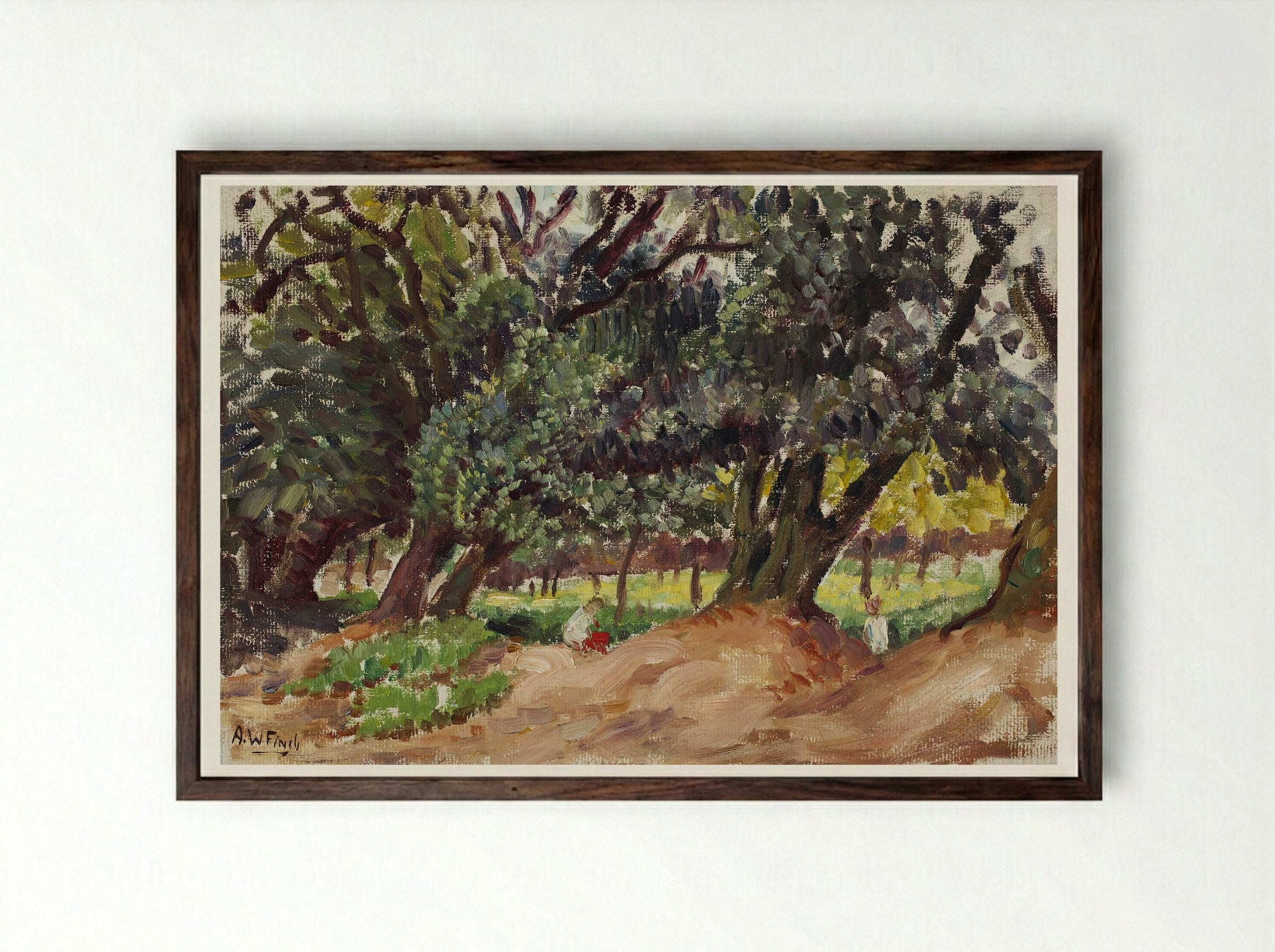 Park Scene, England (Puistokuva Englannista) - Alfred William Finch - Framed Print Dark Wood