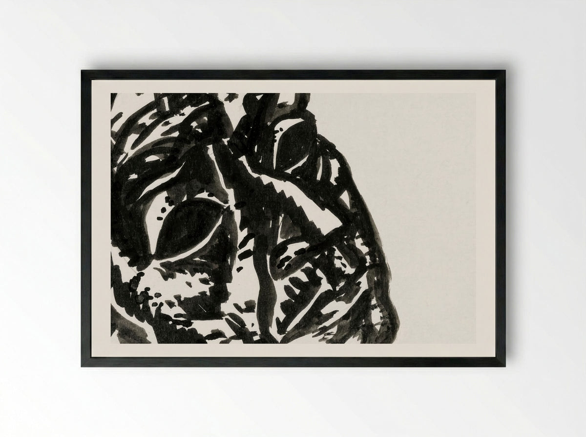 Head of a Man Looking Obliquely to the Top Right - Leo Gestel - Framed Print Black