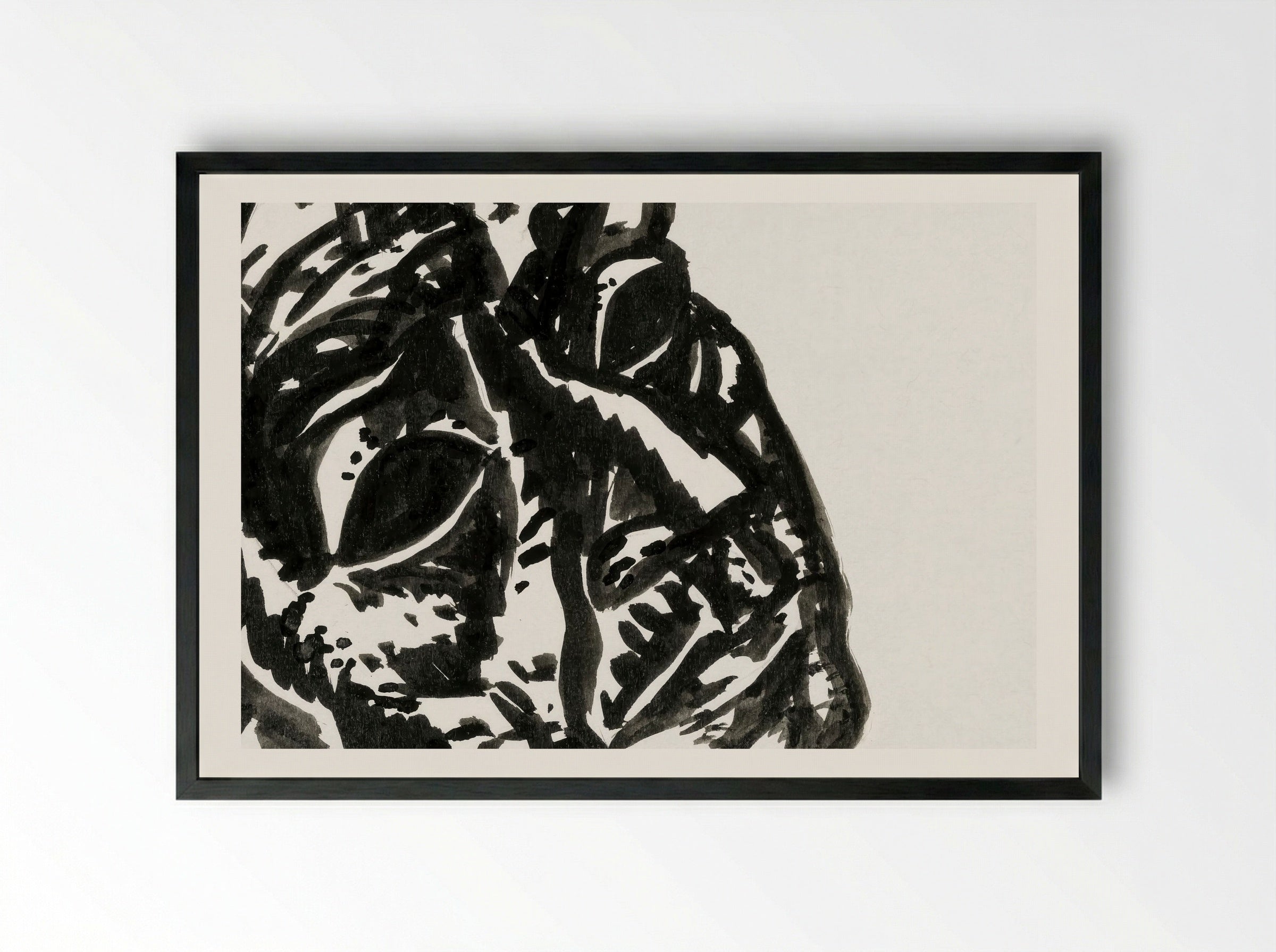 Head of a Man Looking Obliquely to the Top Right - Leo Gestel - Framed Print Black
