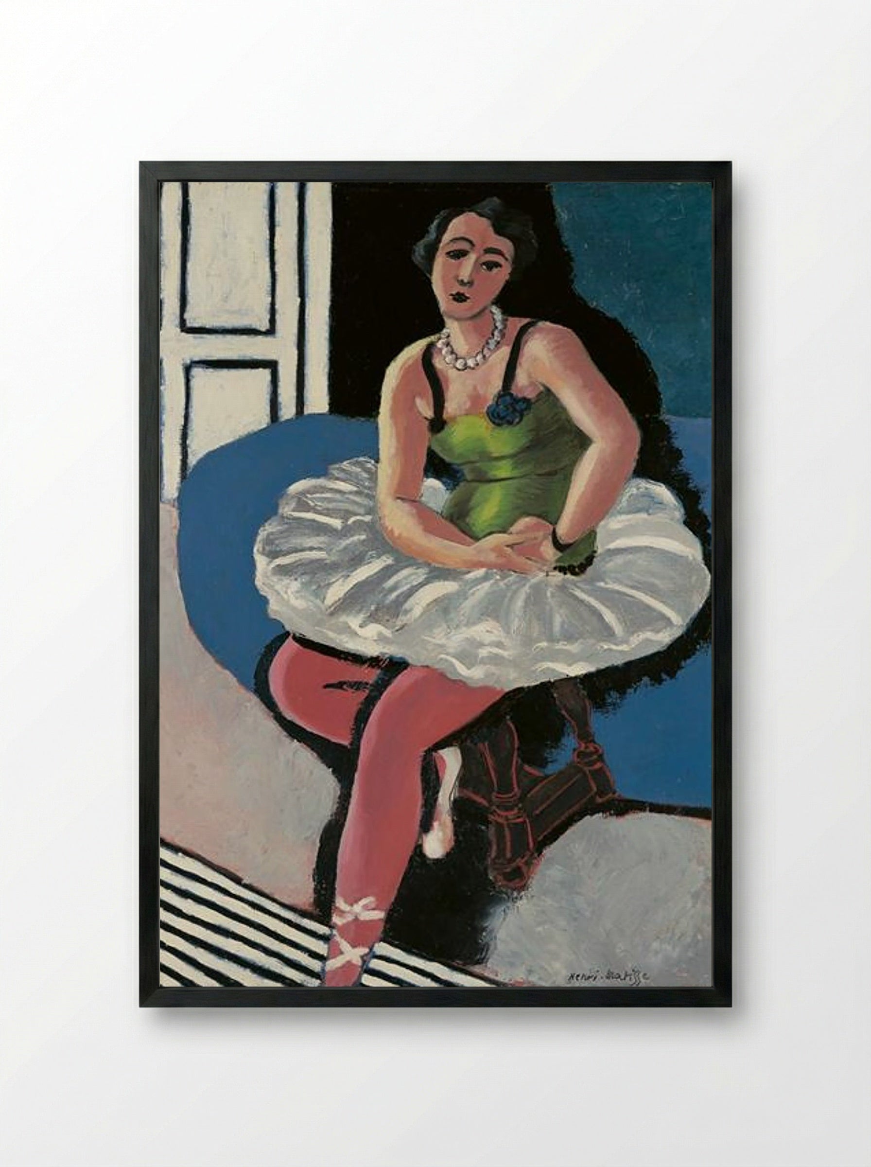 Ballet Dancer Seated on a Stool - Henri Matisse - Framed Print Black